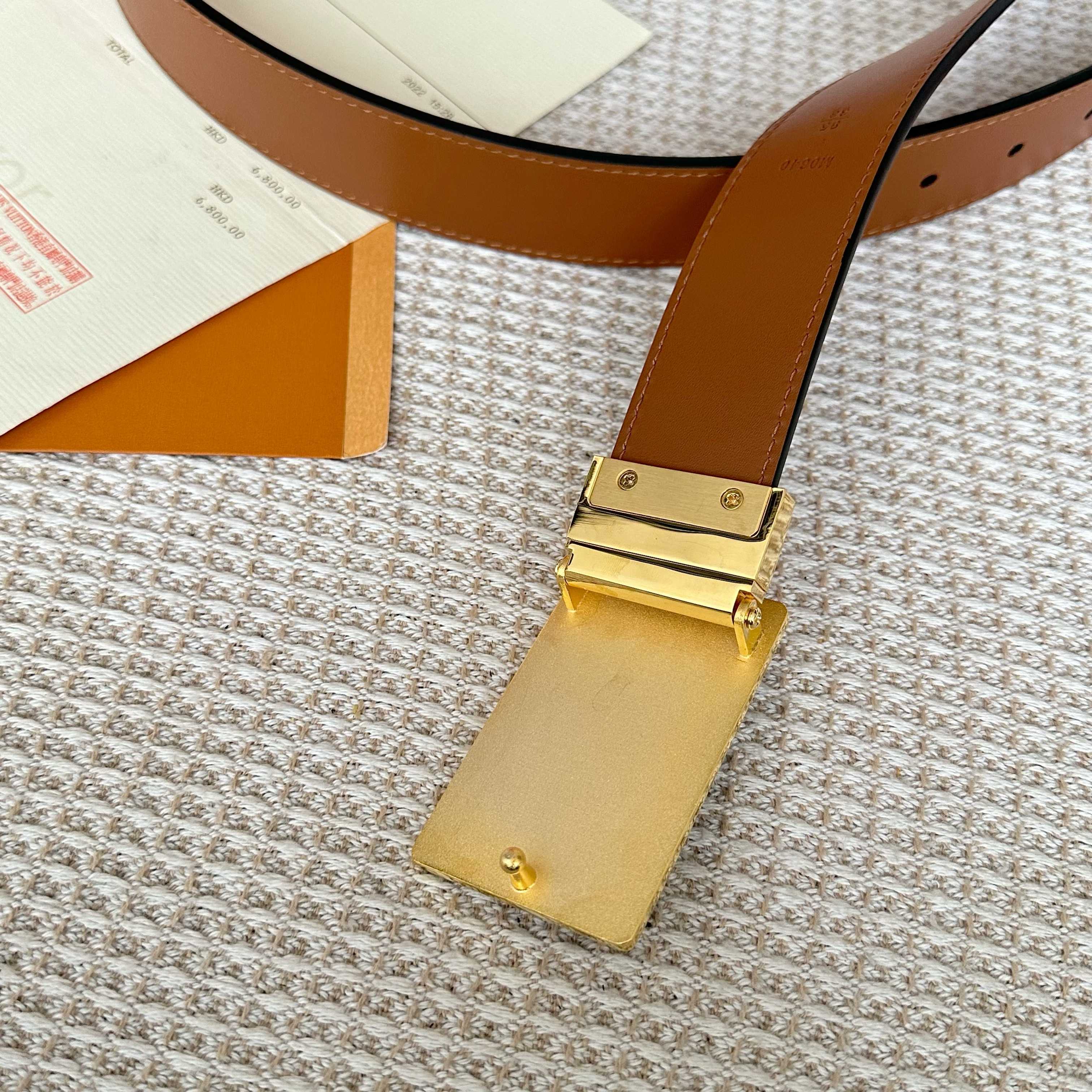 L0UIS VUITT0N P255 男性用ダブルフェイスレザー腰帯 35mm