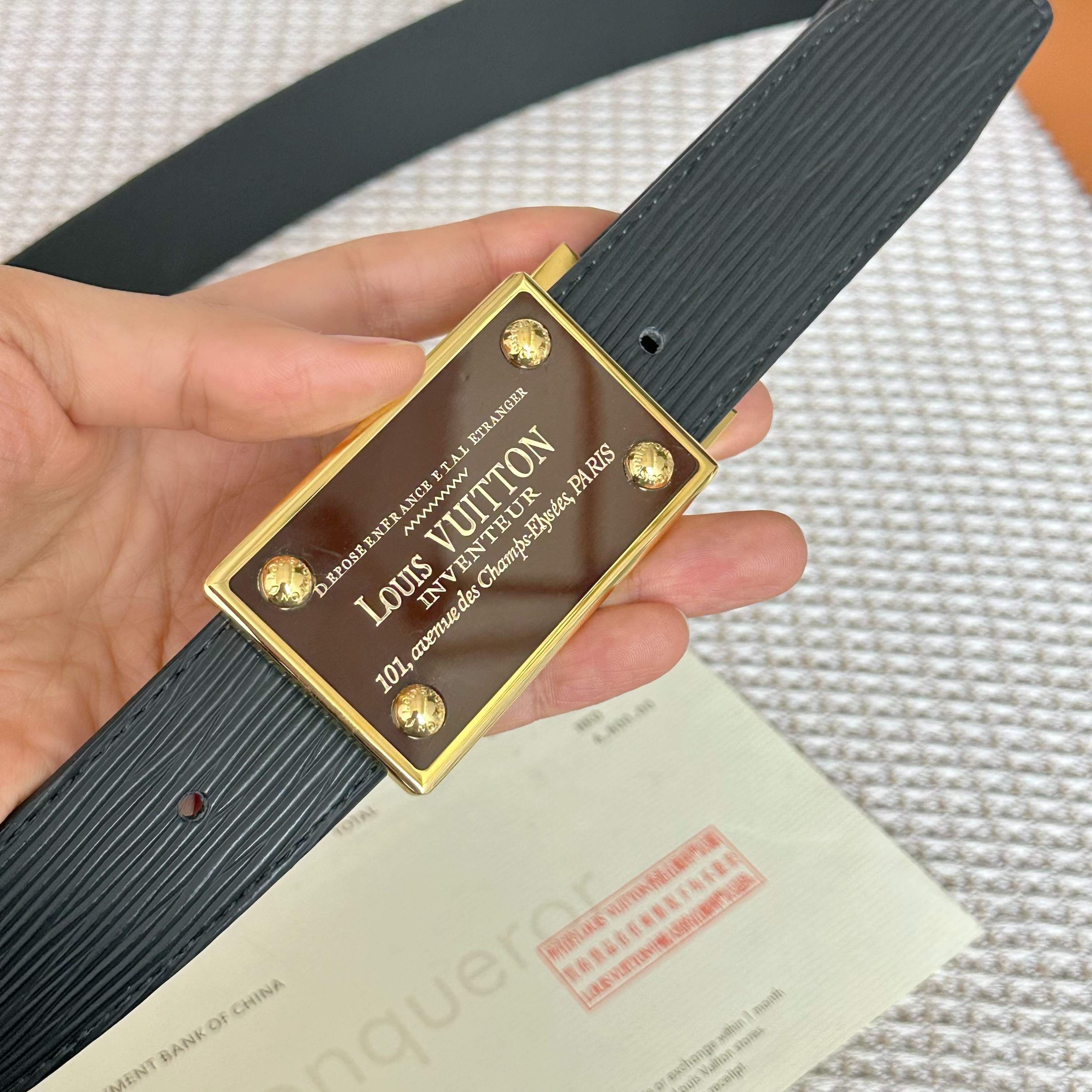 LouiS VuitTon P255 男性用ダブルサイドレザー腰帯 35mm