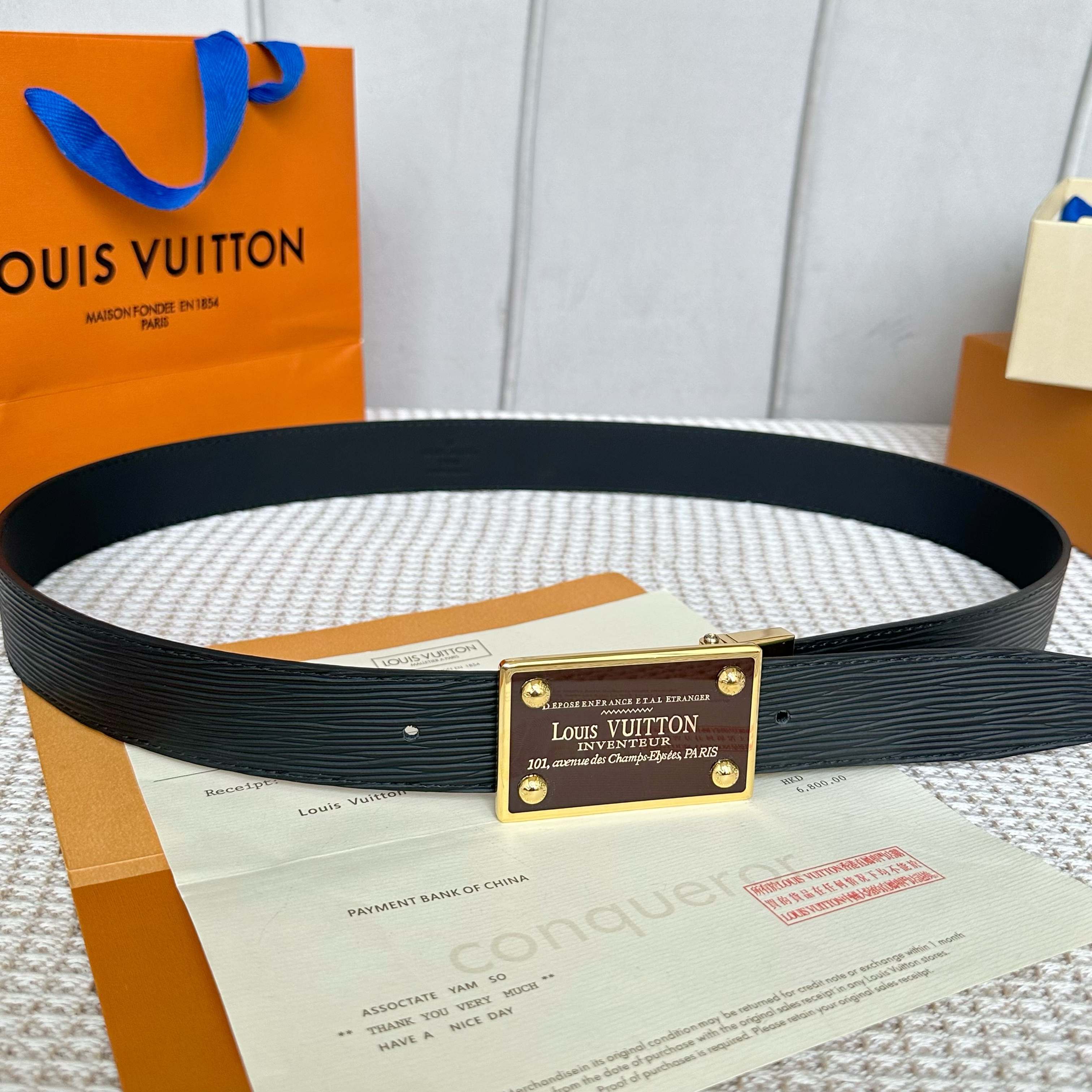 LouiS VuitTon P255 男性用ダブルサイドレザー腰帯 35mm