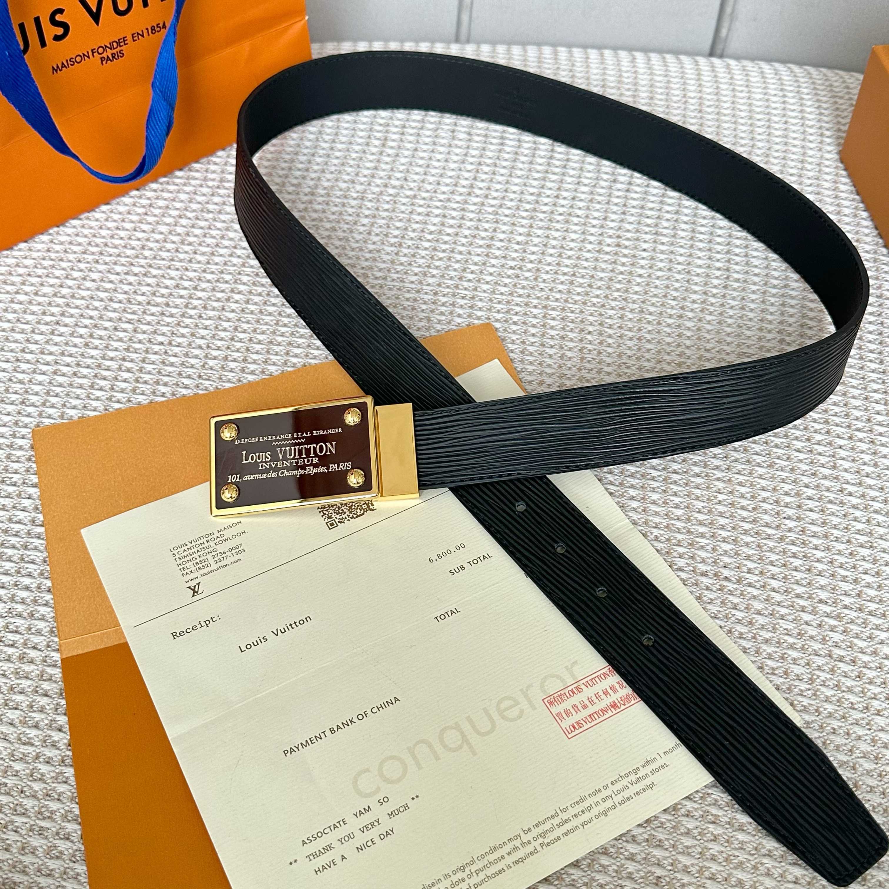 LouiS VuitTon P255 男性用ダブルサイドレザー腰帯 35mm