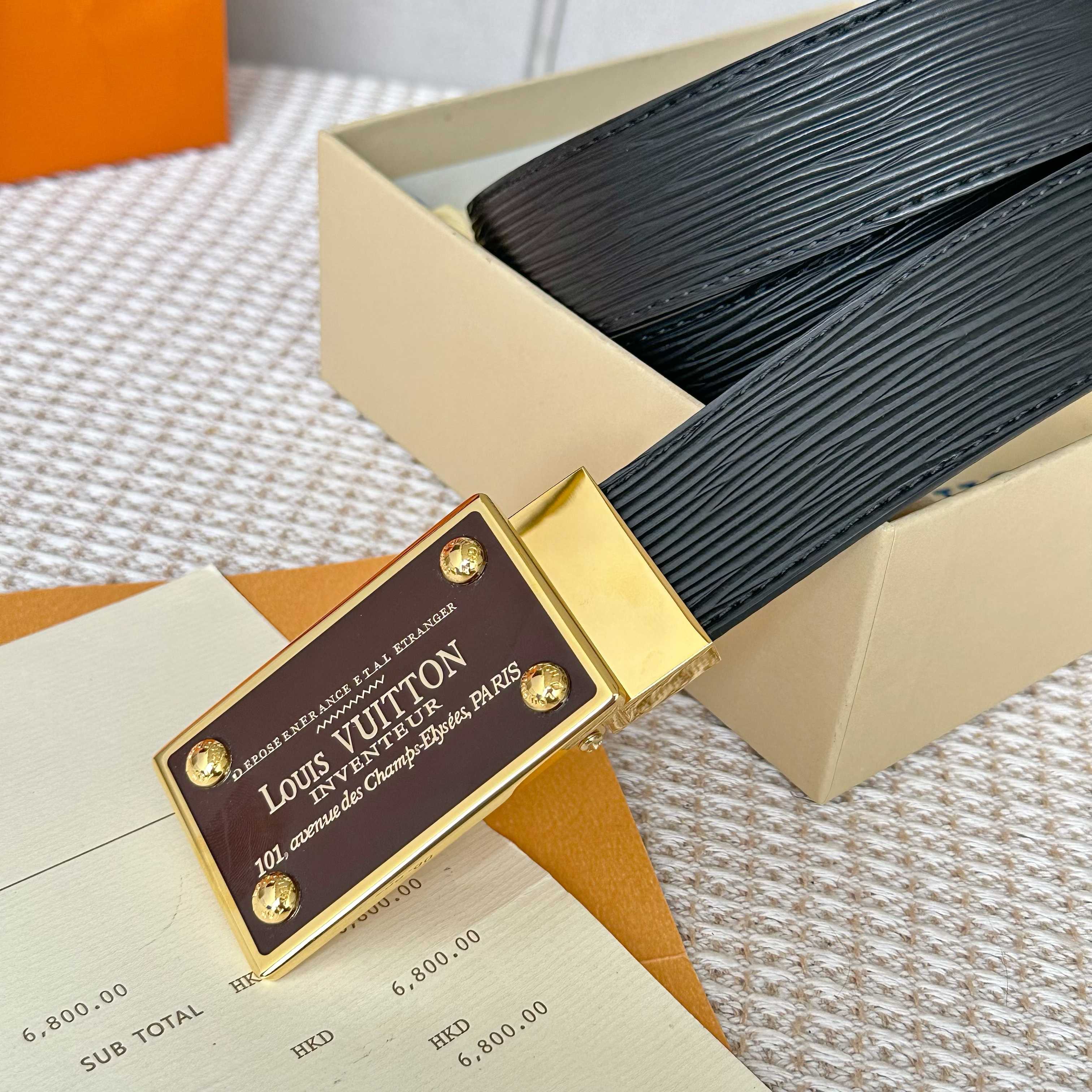 LouiS VuitTon P255 男性用ダブルサイドレザー腰帯 35mm