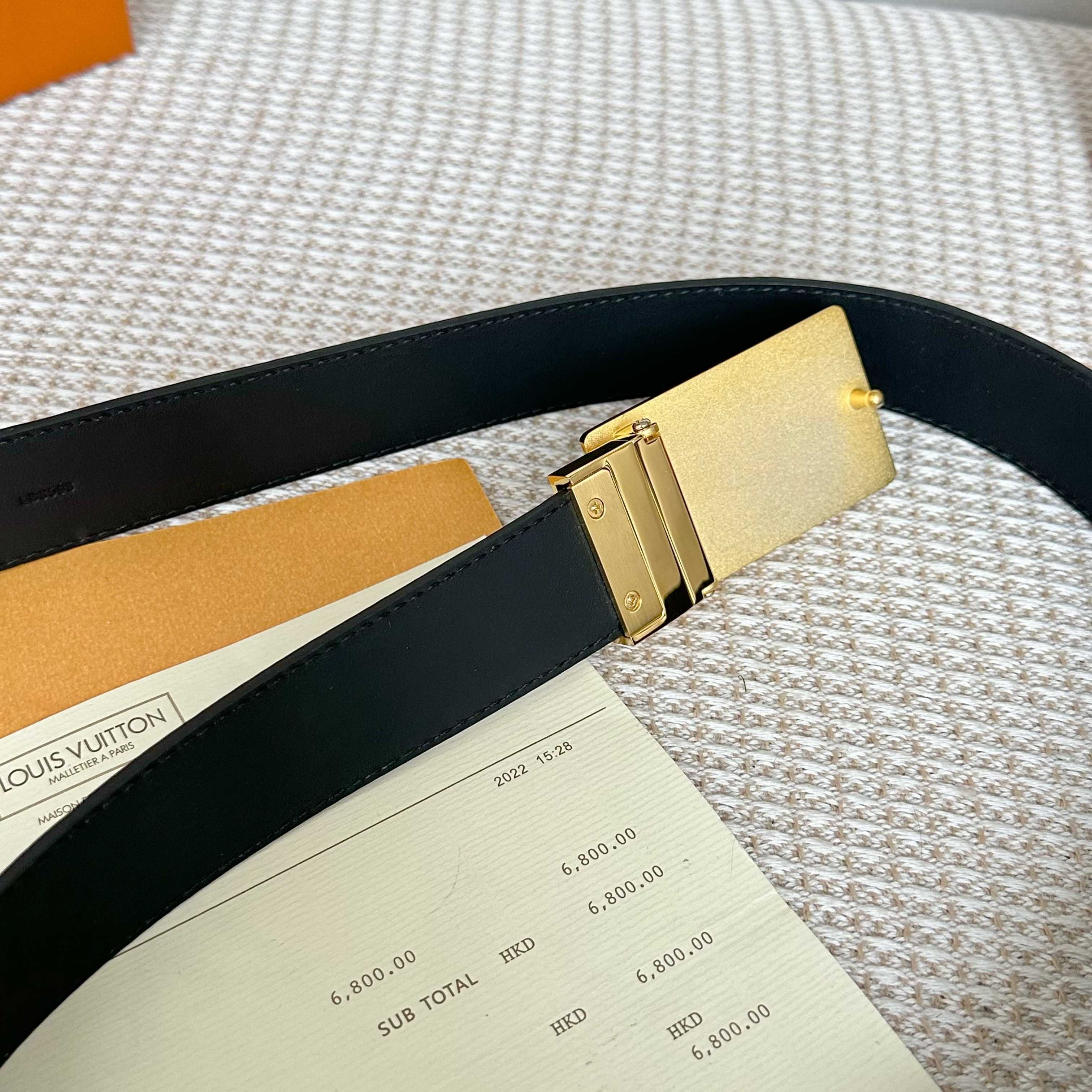 LouiS VuitTon P255 男性用ダブルサイドレザー腰帯 35mm