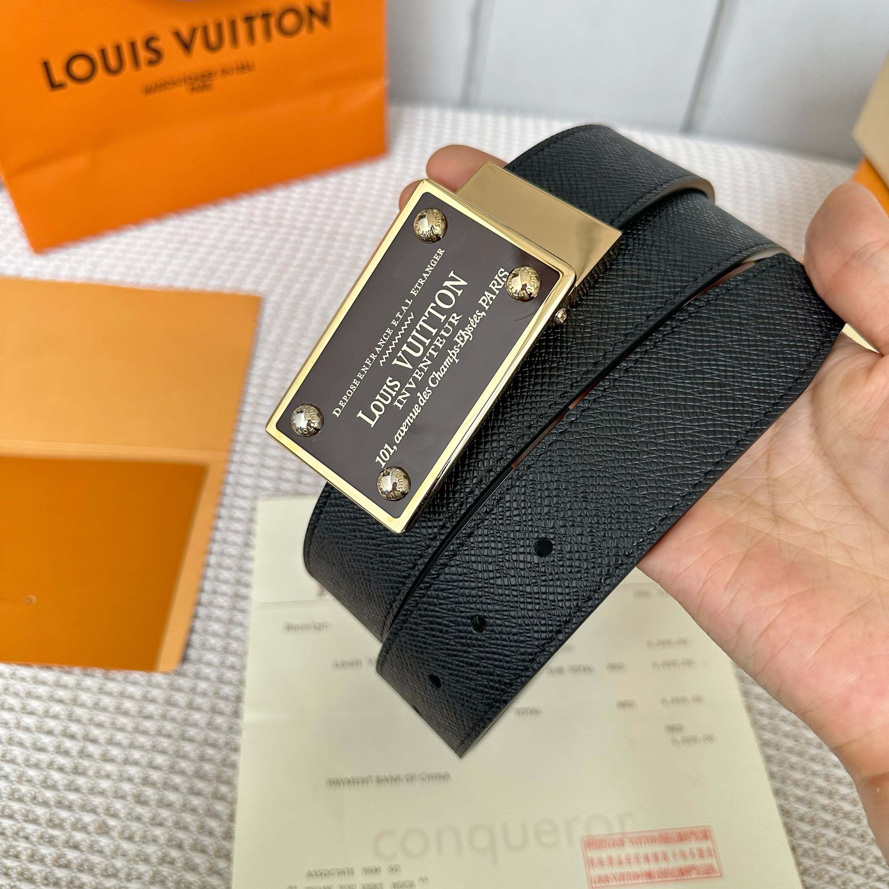 LOUIS VUITTON P255 メンズ腰帯 ダブルフェイス牛革