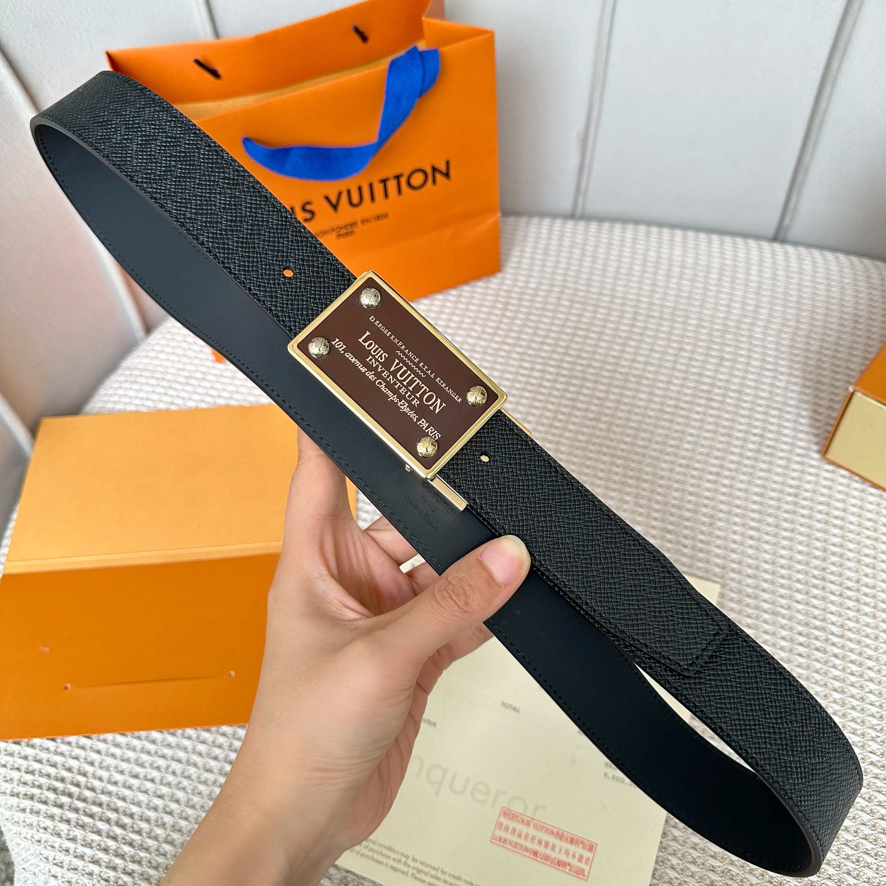 LOUIS VUITTON P255 メンズ腰帯 ダブルフェイス牛革