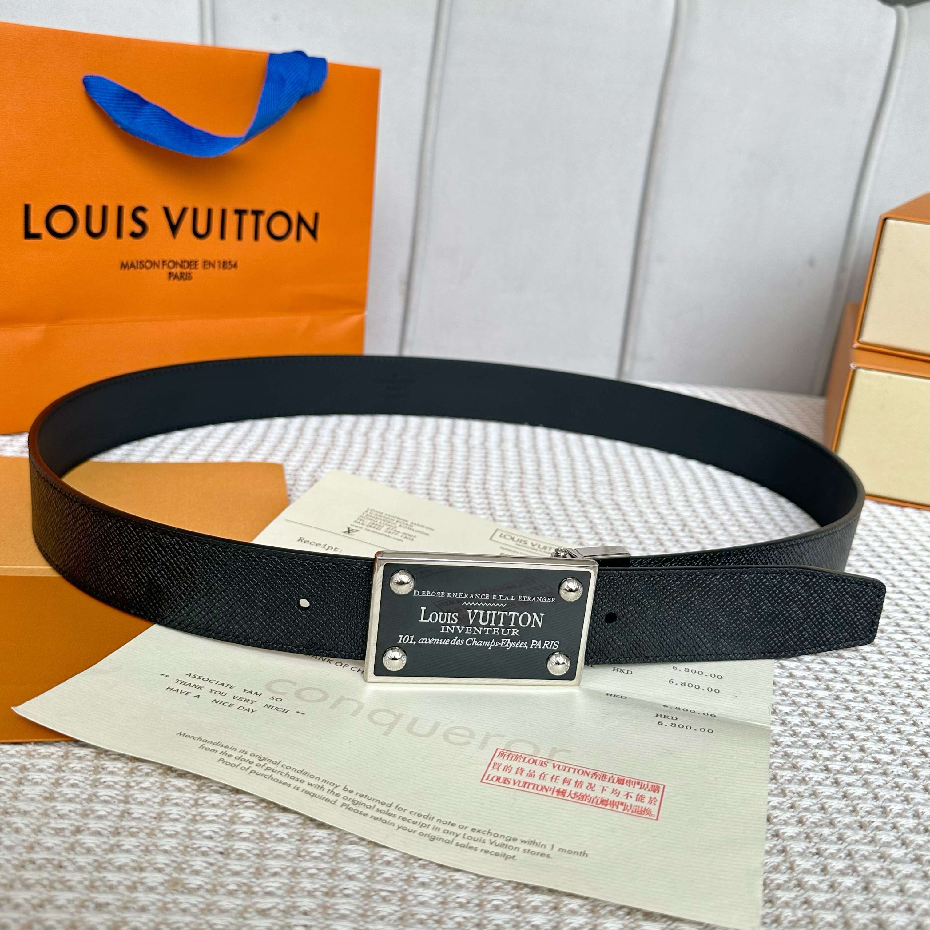 LVMH P255 メンズ腰帶 二面使用 小牛皮製