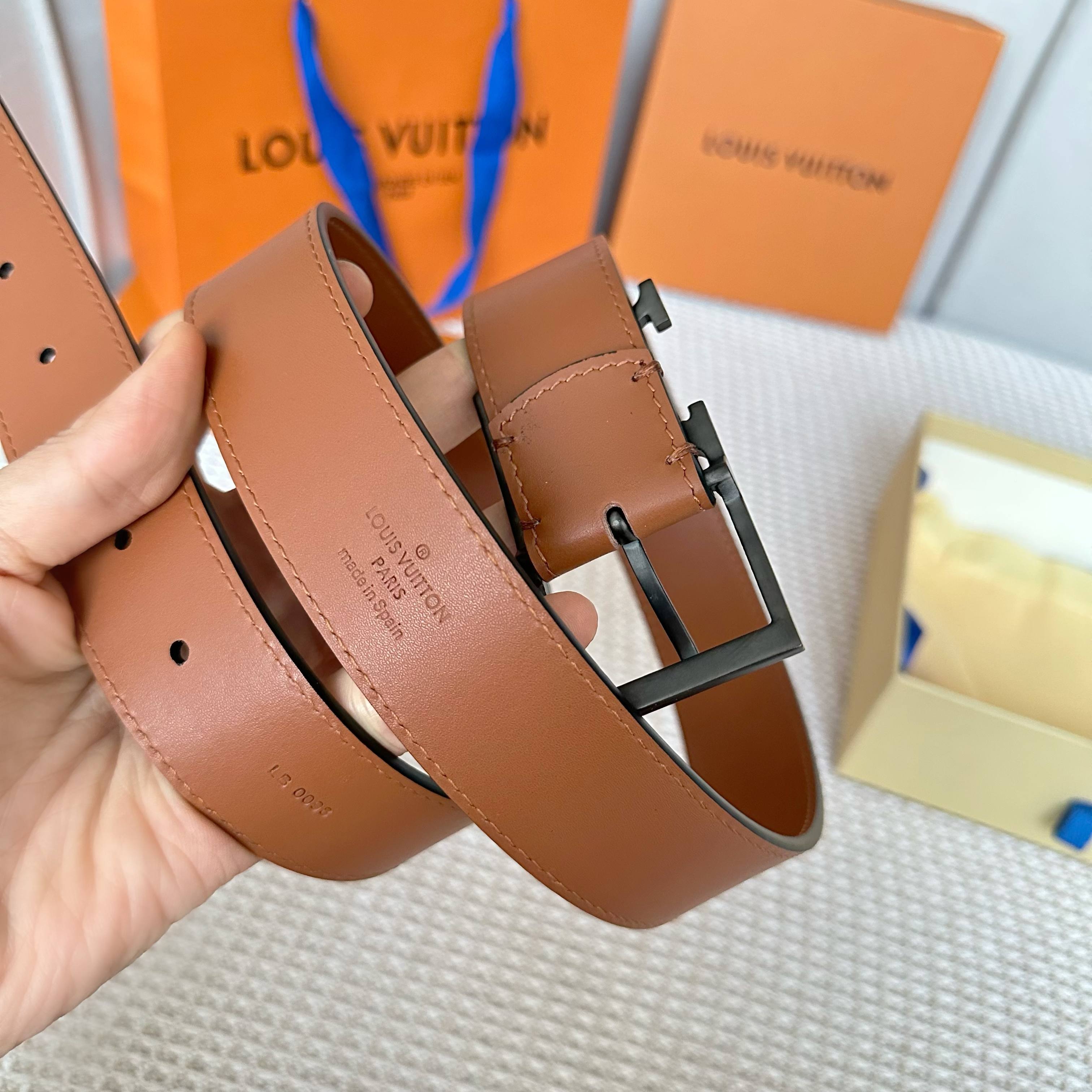 LOUIS VUITTON P255 メンズ原単腰帶 35mm幅広デザイン
