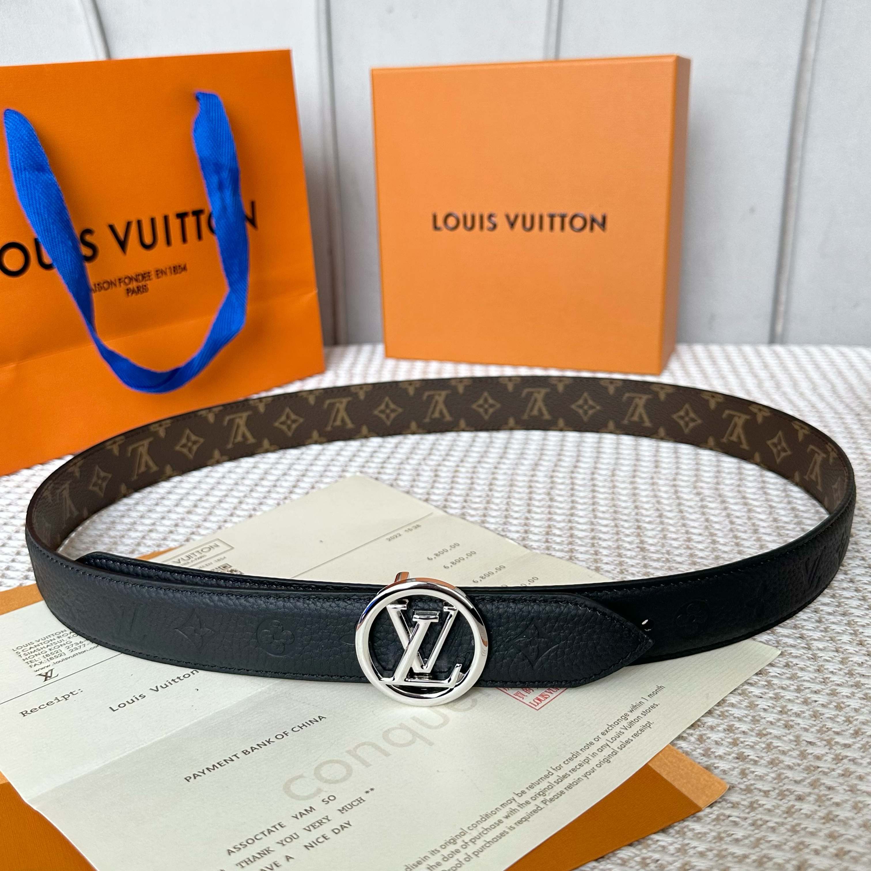 LOUIS VUITTON P255 レディース腰帯 PVC面×牛皮のリバーシブルデザイン