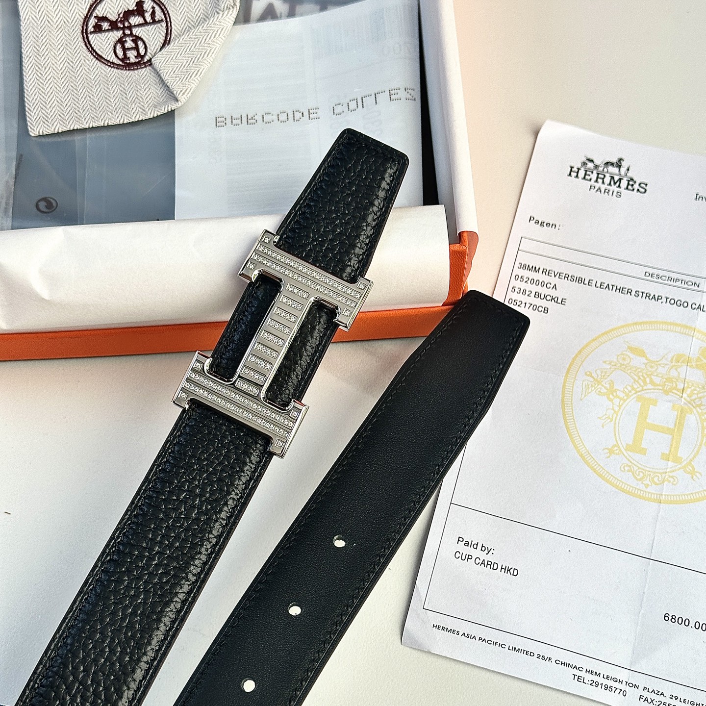 Luxury Hermes P426 Belt with 32mm Togo Leather and Gold Diamond Buckle - 图片 8