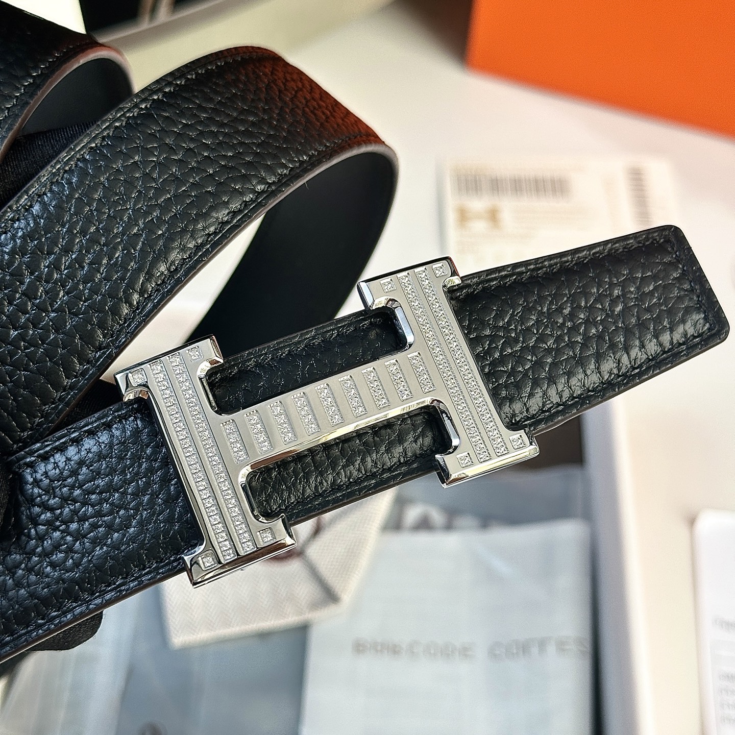 Luxury Hermes P426 Belt with 32mm Togo Leather and Gold Diamond Buckle - 图片 3