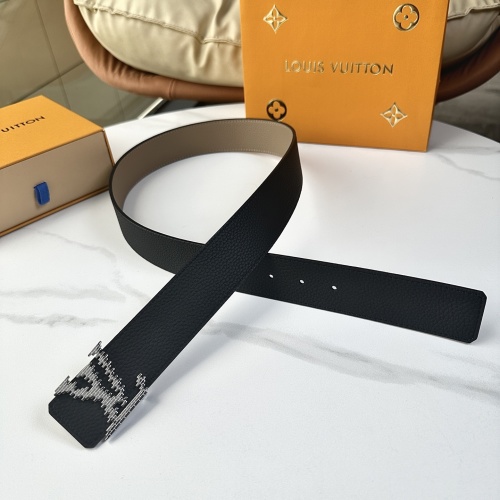 Louis Vuitton Black Leather Reversible Belt Double-Sided 40mm for Men