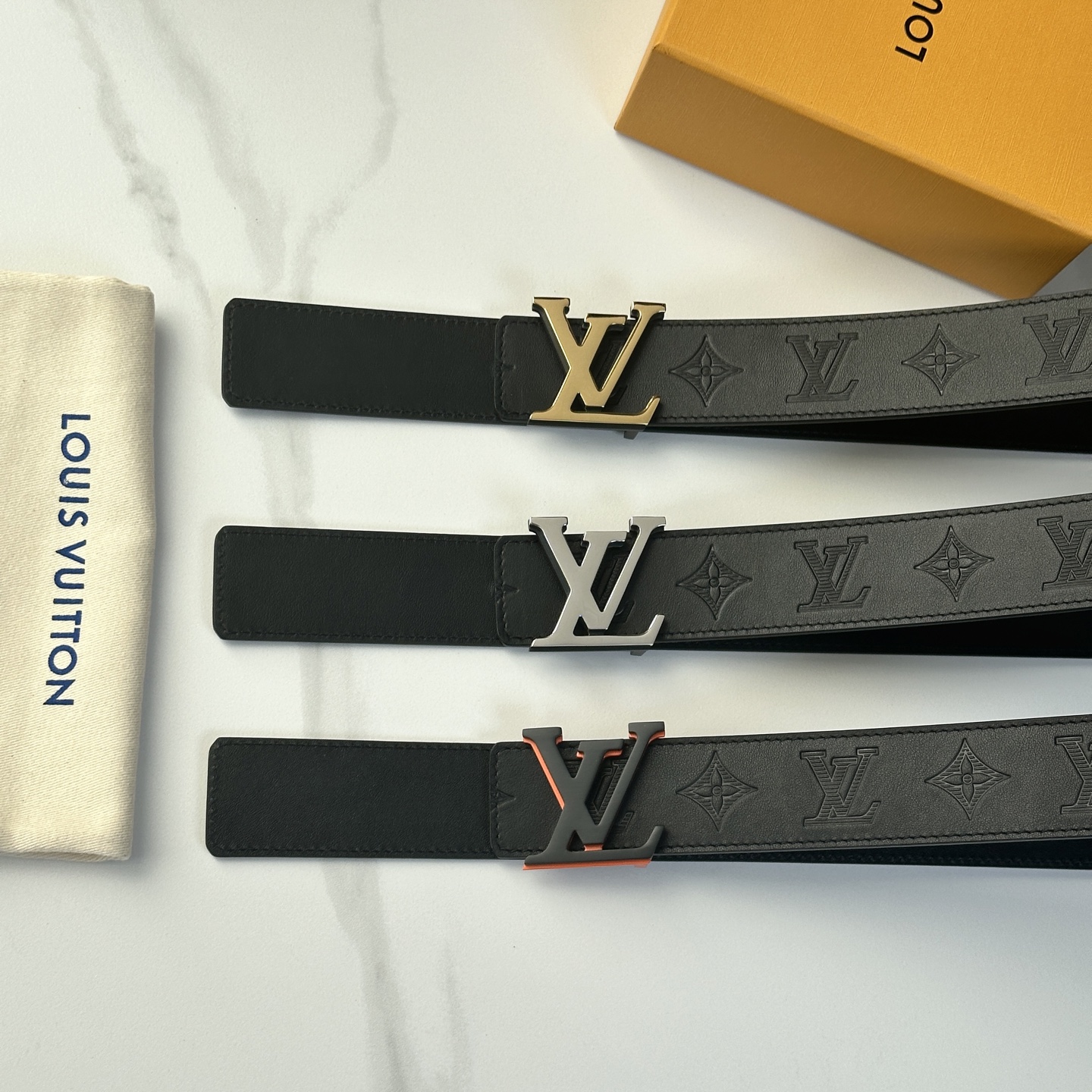 LV Style Beige Leather Men's Belts Men's Belts Men's Belt detail image 7 from source 766532