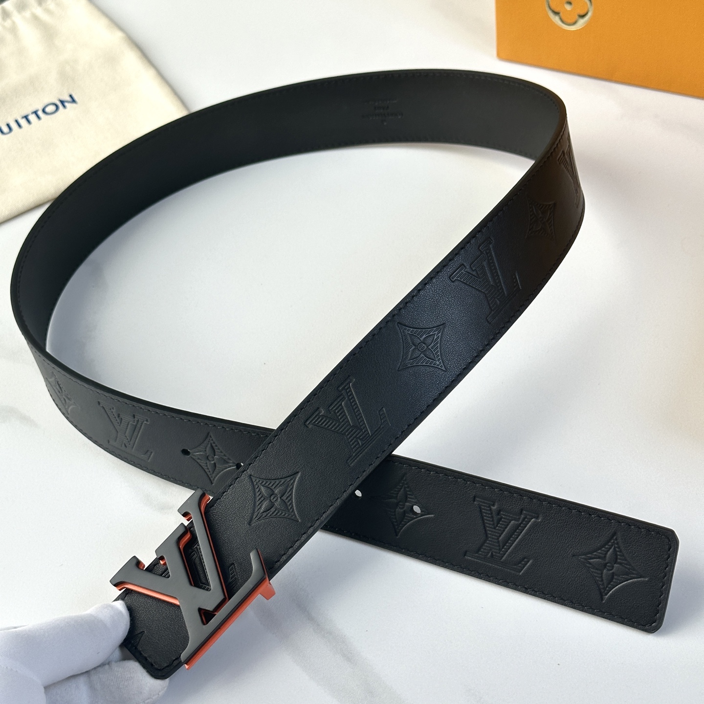 LV Style Beige Leather Men's Belts Lookbook Reference image 1