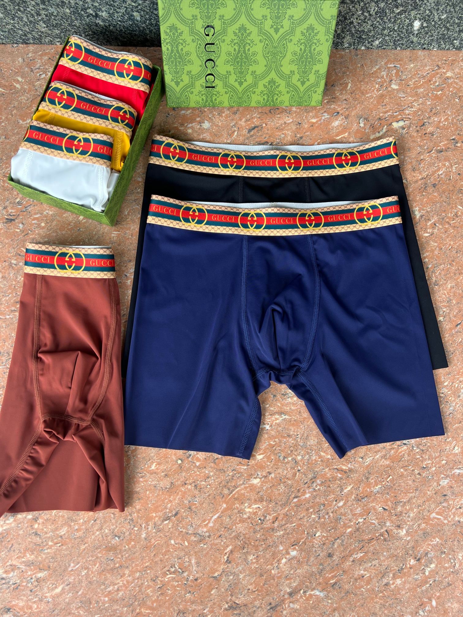 新品长款！古奇 Gucci！原单品质！精品盒装男士内裤！外贸国外订单，高品质，真丝无痕切割工艺 科学配比
