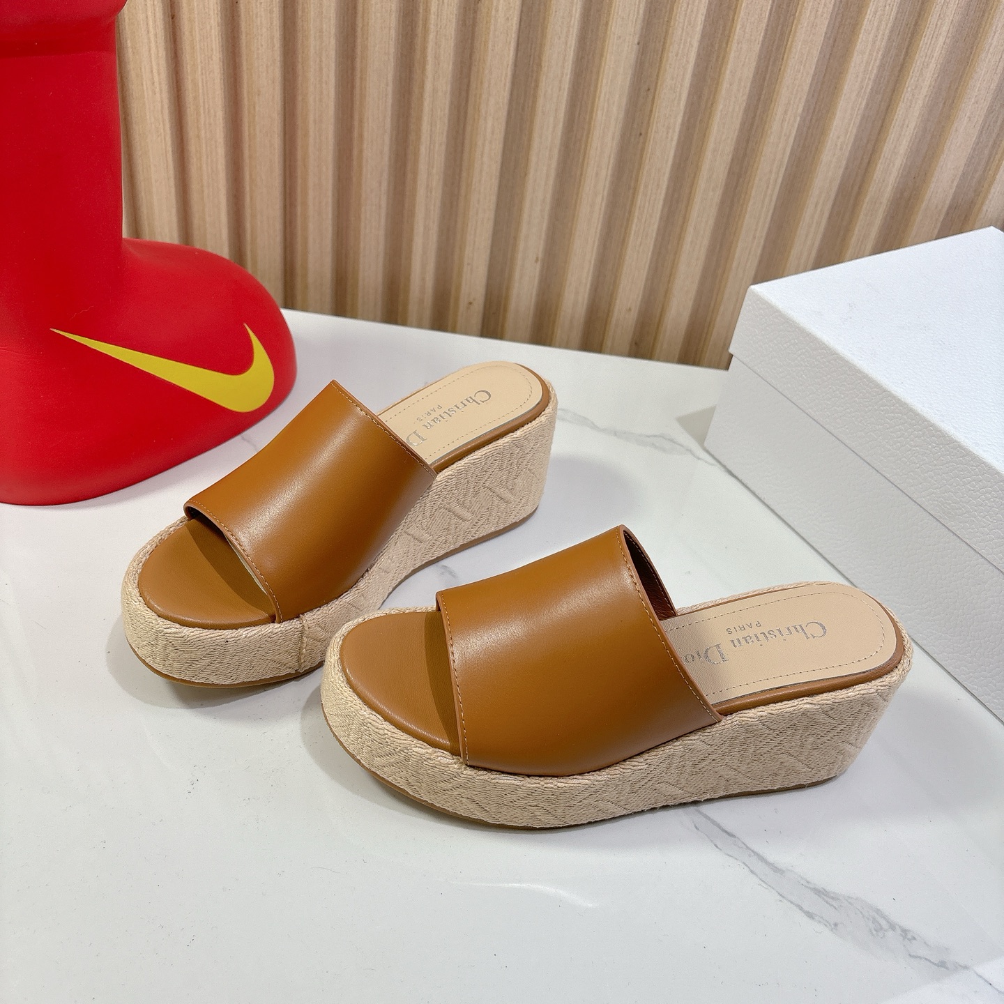 Dior Attitude Wedge Sandals - Leather Espadrille Slides for Women 1 Dior Attitude Wedge Sandals - Leather Espadrille Slides for Women