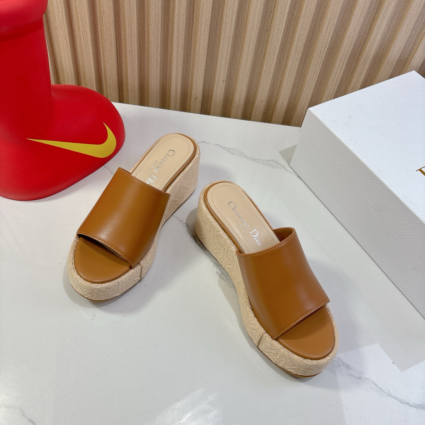 Dior Attitude Wedge Sandals - Leather Espadrille Slides for Women 5 i1744739554564 718 0 2