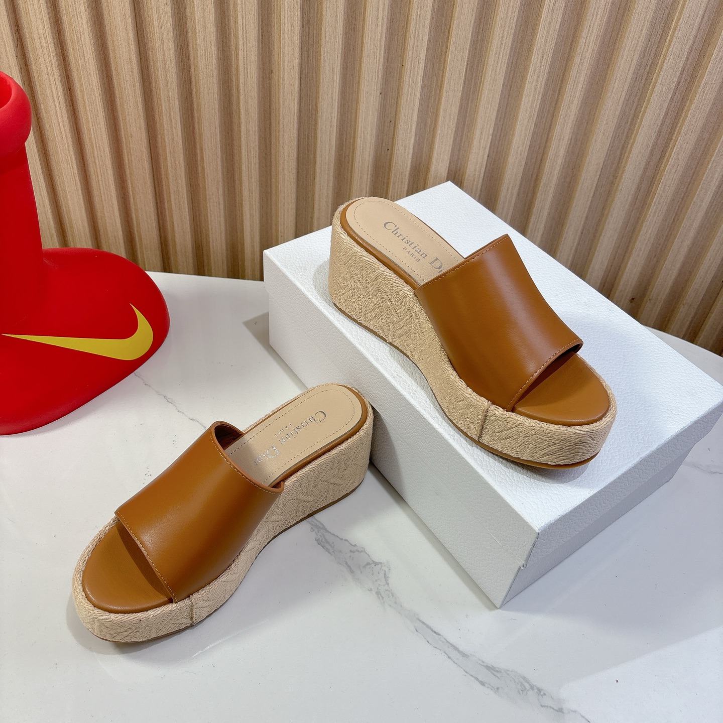 Dior Attitude Wedge Sandals - Leather Espadrille Slides for Women 6 i1744739554582 2167 0 3