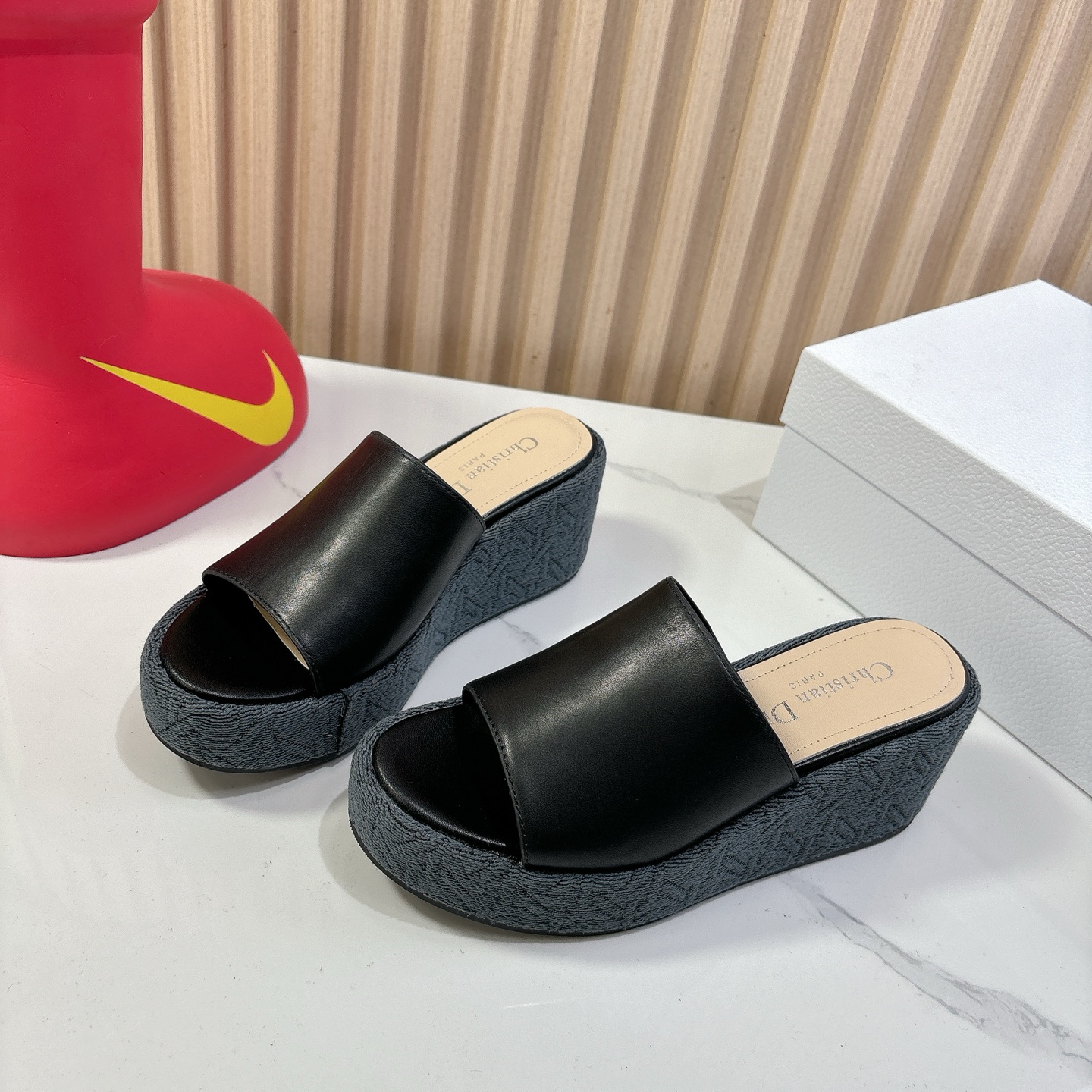 Dior Attitude Wedge Sandals - CD Logo, Open Toe, Platform Slides 1 Dior Attitude Wedge Sandals - CD Logo, Open Toe, Platform Slides