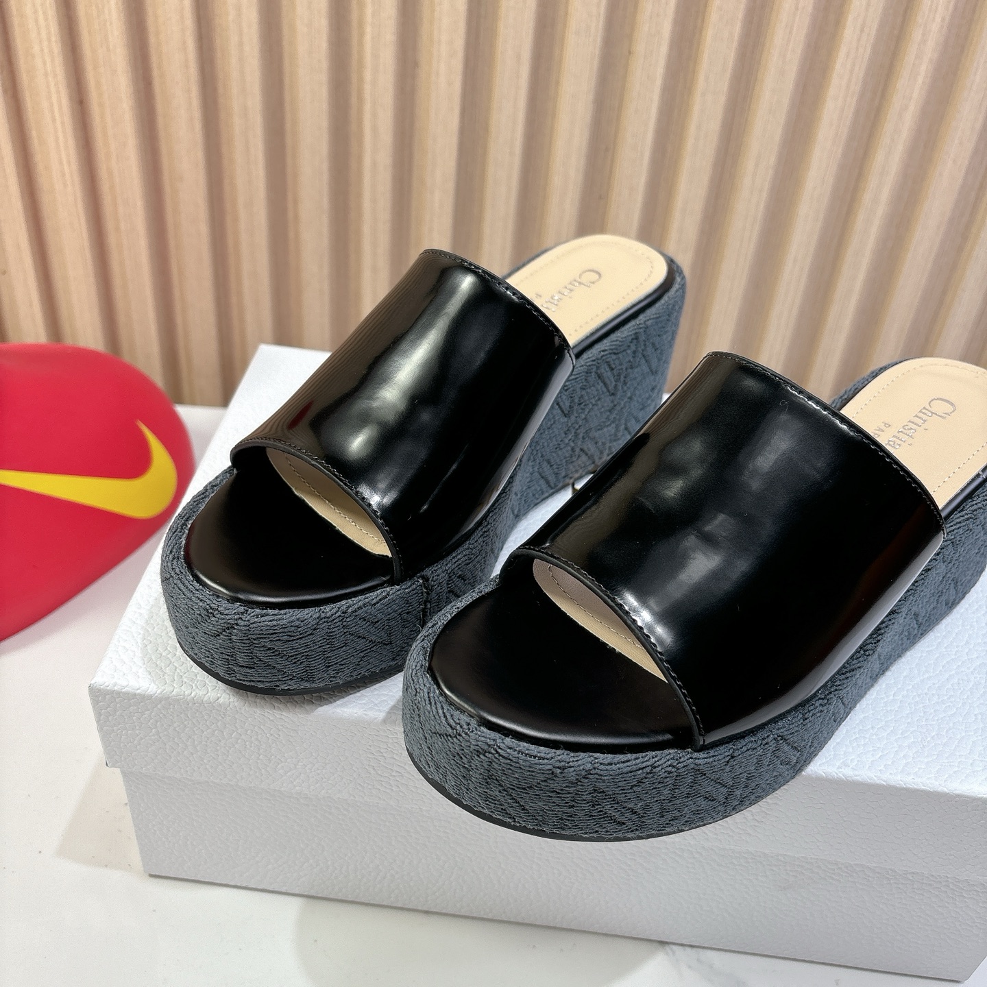Dior Attitude Wedge Sandals, Black Leather, CD Logo, Women's Mules 6 i1744740049243 5749 0 4