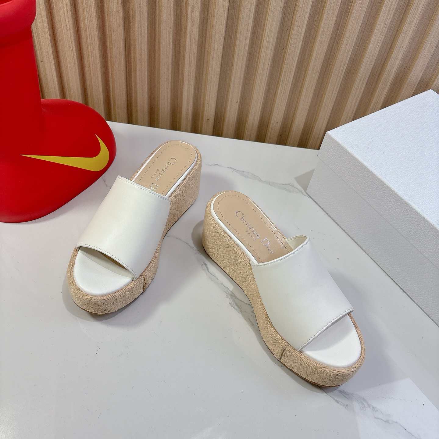 Dior Attitude Wedge Sandals - White Leather, CD Logo, Comfortable & Stylish 4 i1744740090698 6680 0 2
