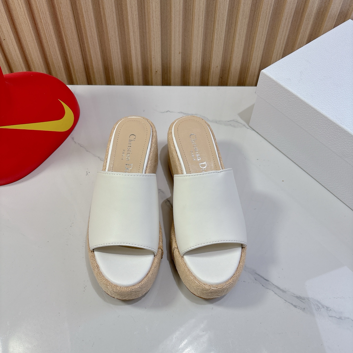 Dior Attitude Wedge Sandals - White Leather, CD Logo, Comfortable & Stylish 3 i1744740090704 7242 0 1
