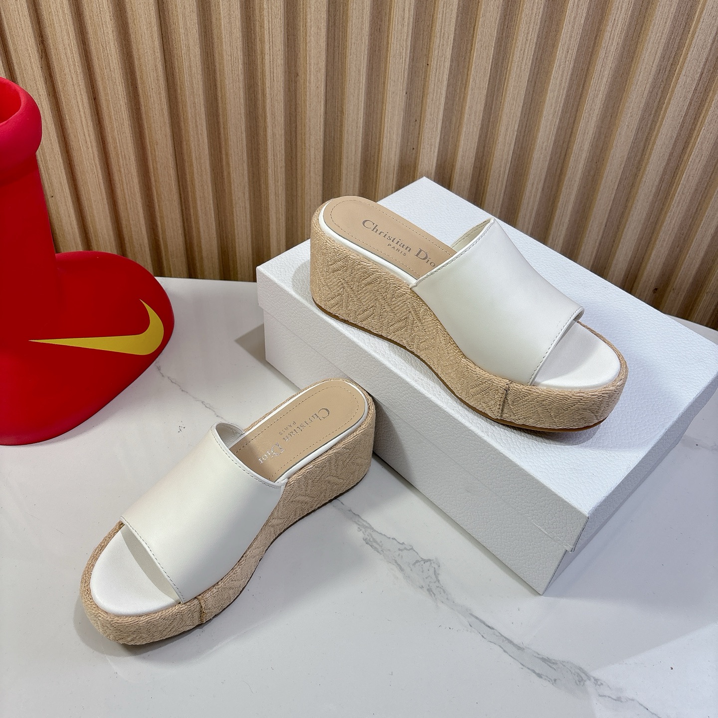 Dior Attitude Wedge Sandals - White Leather, CD Logo, Comfortable & Stylish 6 i1744740090736 6974 0 4