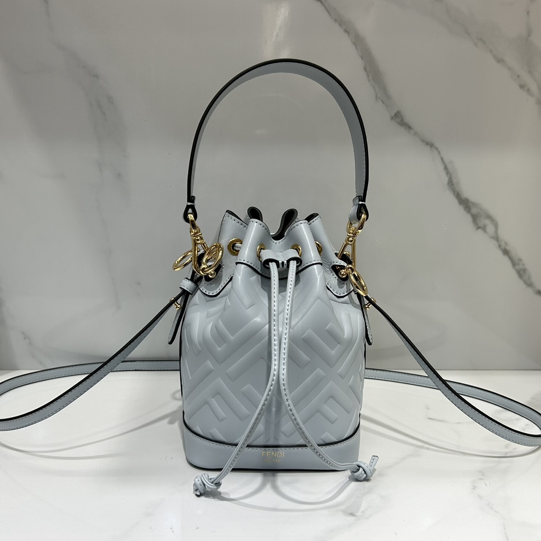 fendi's iconic small Mon Tresor bucket bag in lambskin imported from Italy, with new proportions, making it easy to carry your belongings. Made o