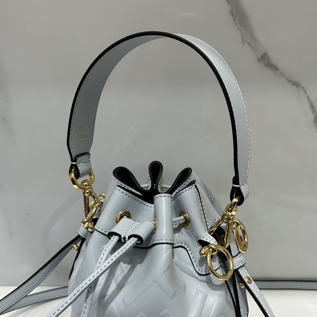 fendi's iconic small Mon Tresor bucket bag in lambskin imported from Italy, with new proportions, making it easy to carry your belongings. Made o