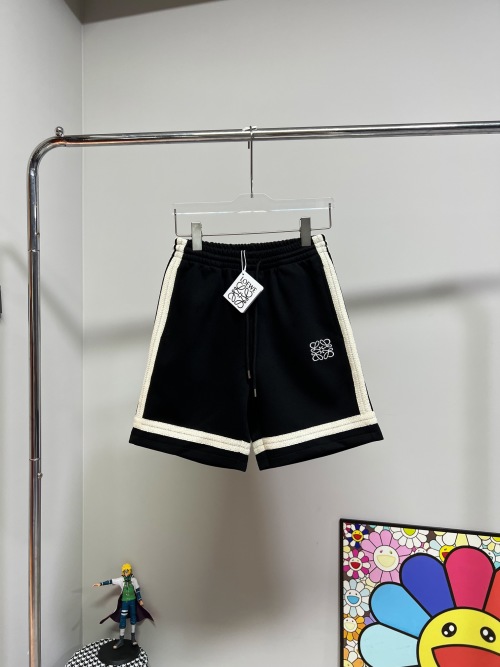 Loewe Embroidered Logo Black Cotton Shorts with Drawstring Waist - Unisex 1 Loewe Embroidered Logo Black Cotton Shorts with Drawstring Waist - Unisex