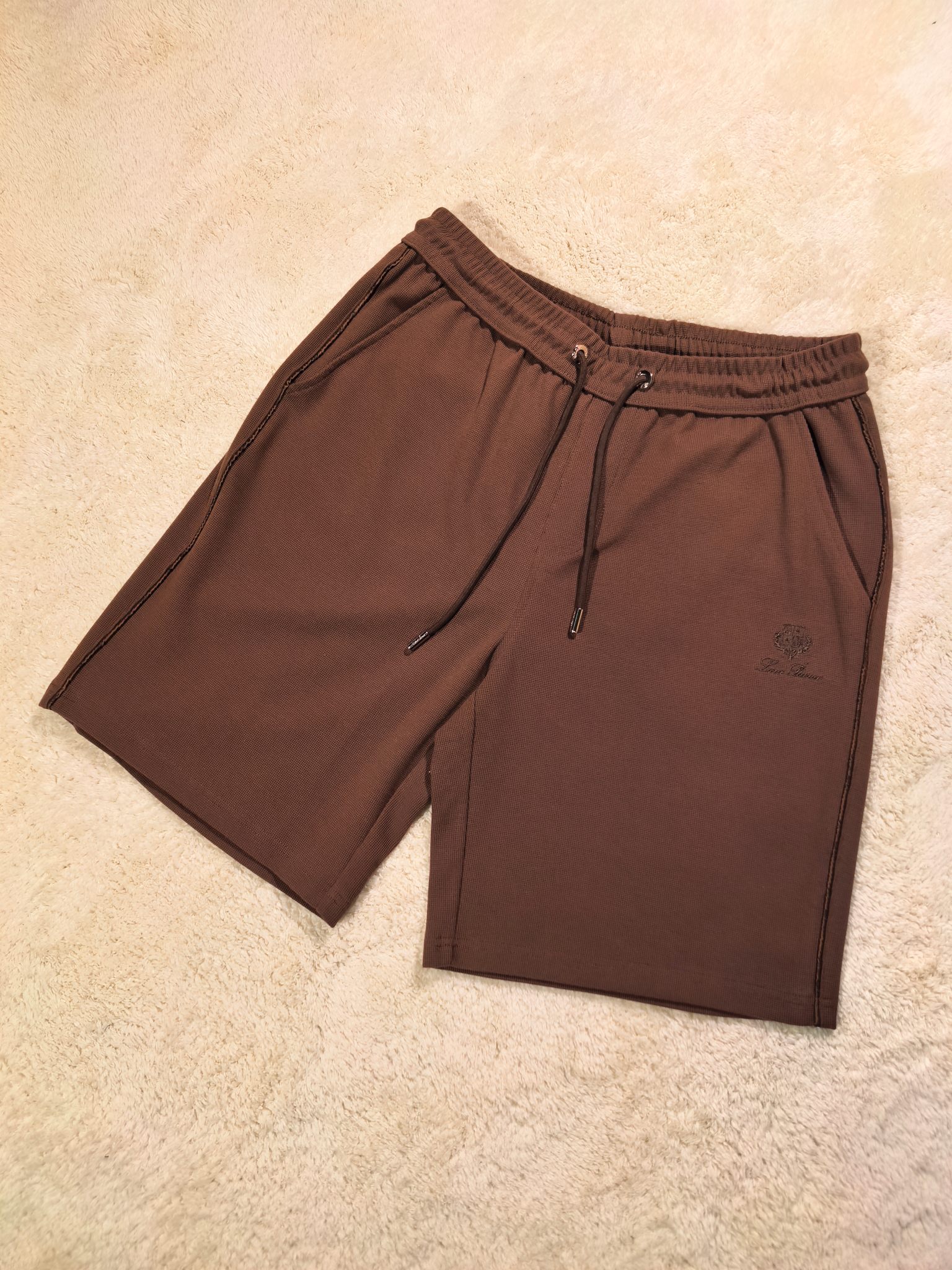 新品Lor* Piana套装春夏新款，一套不拆/套2026男士经典刺绣徽标基础款纯色圆领短袖T恤衫+工装