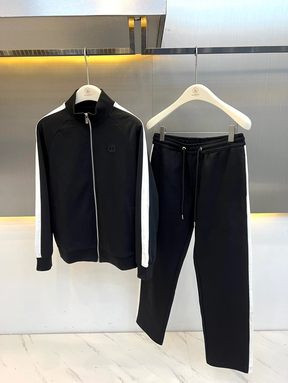 Dior Black Stripe Zip Jacket and Pants Set