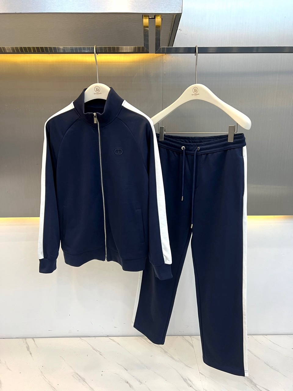 Dior Navy Stripe Zip Jacket and Pants Set