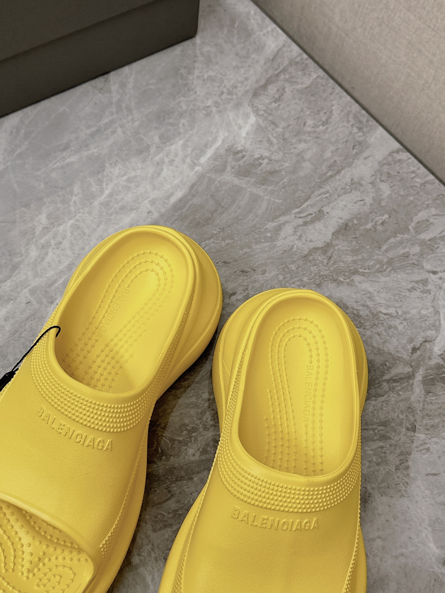 Balenciaga Women's Rubber Pool Slides Sandals - Yellow, Comfortable Platform 7 i1715514791 8778 0