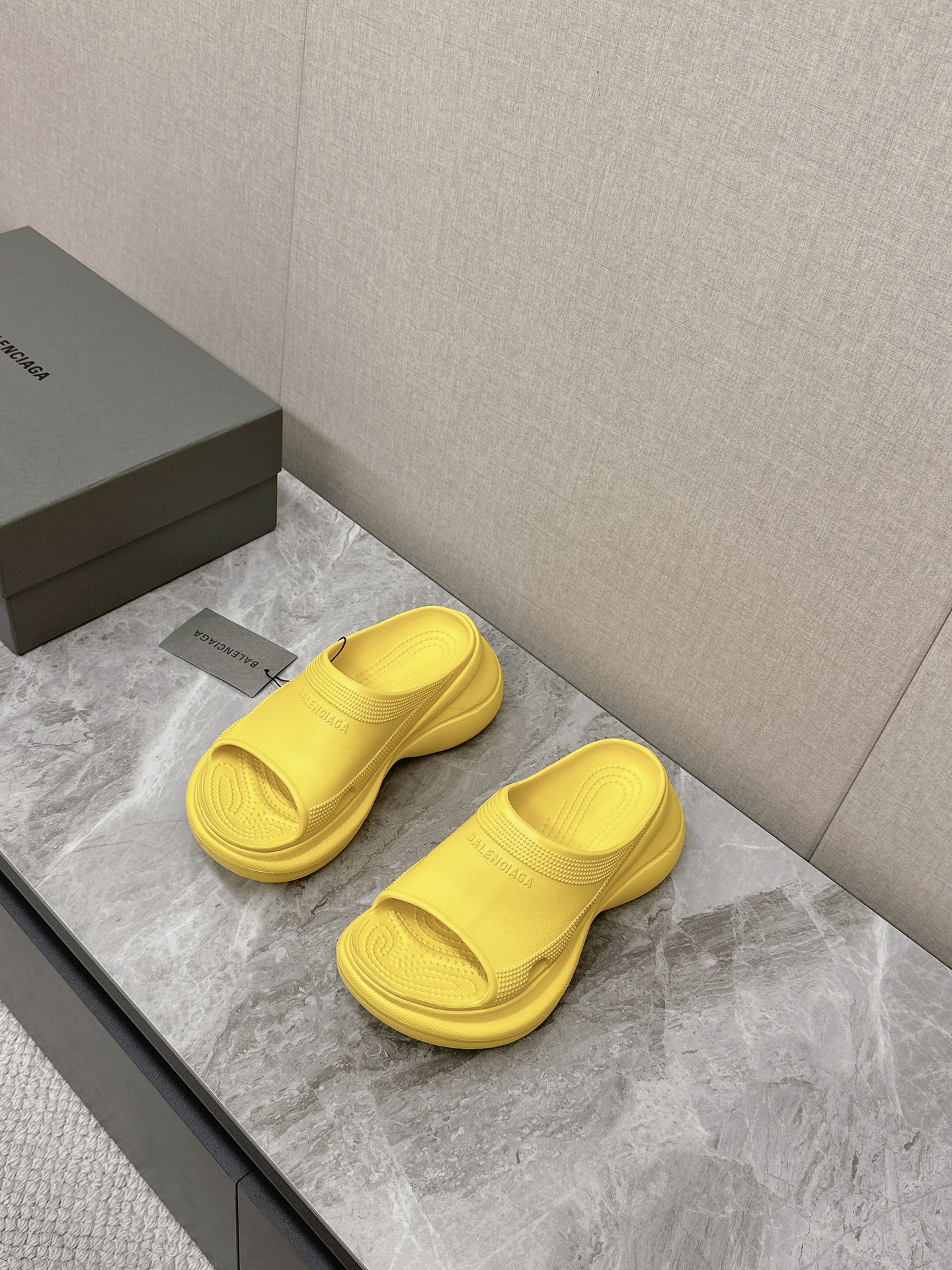 Balenciaga Women's Rubber Pool Slides Sandals - Yellow, Comfortable Platform 3 i1715515179 2966 0