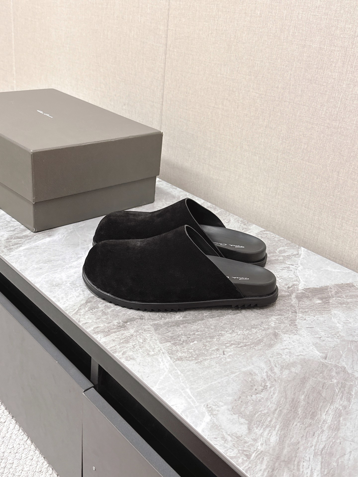 Rick Owens Suede Black Couple's Mules Handmade Leather Slippers 5 i1742639576 4705 6