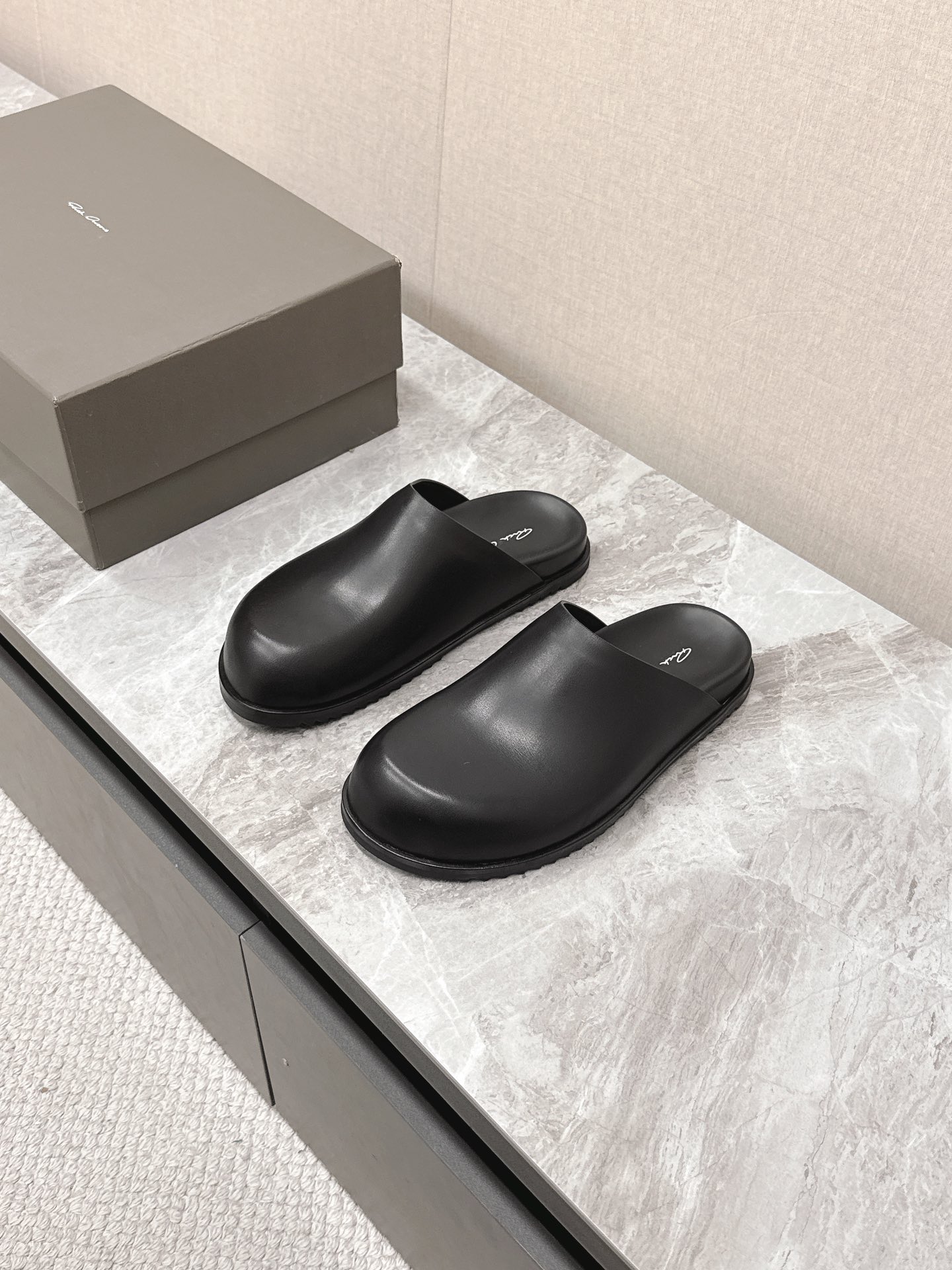 Rick Owens Crazy Bandage Couple Slippers Suede Black Handmade