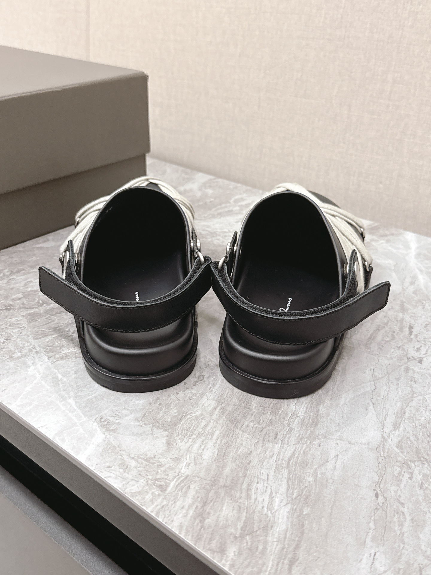 Rick Owens Crazy Straps Couple Sandals Suede Black Handmade 10 i1742639666 3416 0