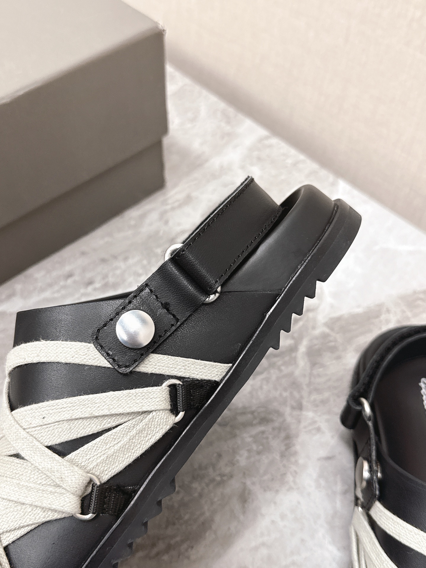 Rick Owens Crazy Straps Couple Sandals Suede Black Handmade 8 i1742639666 3888 0