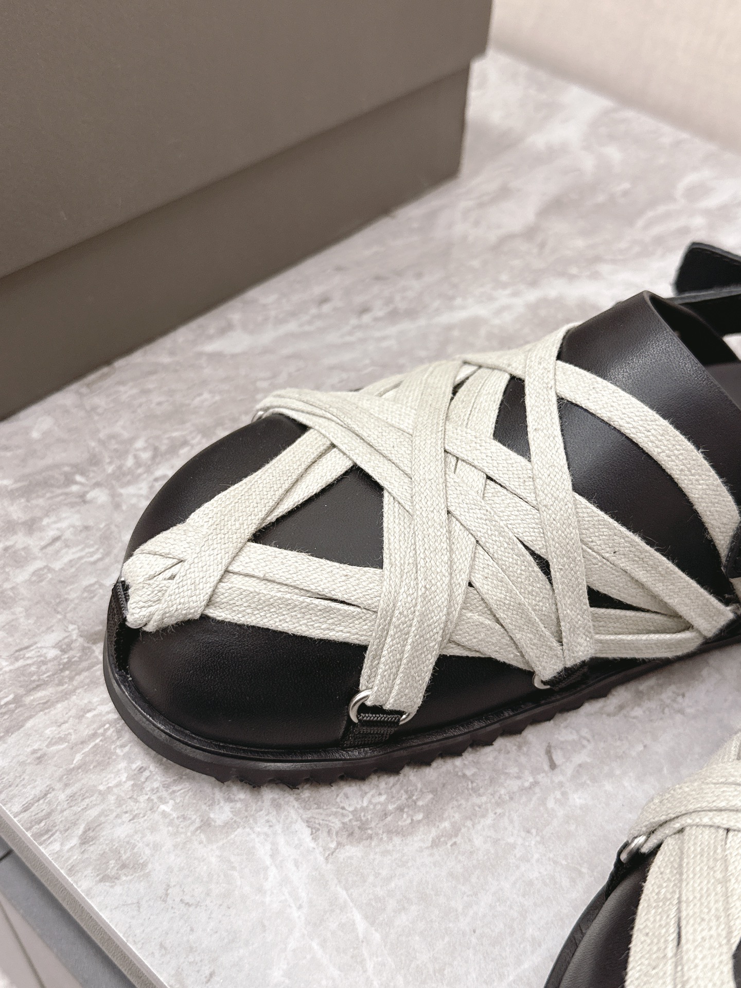 Rick Owens Crazy Straps Couple Sandals Suede Black Handmade 7 i1742639666 9860 0