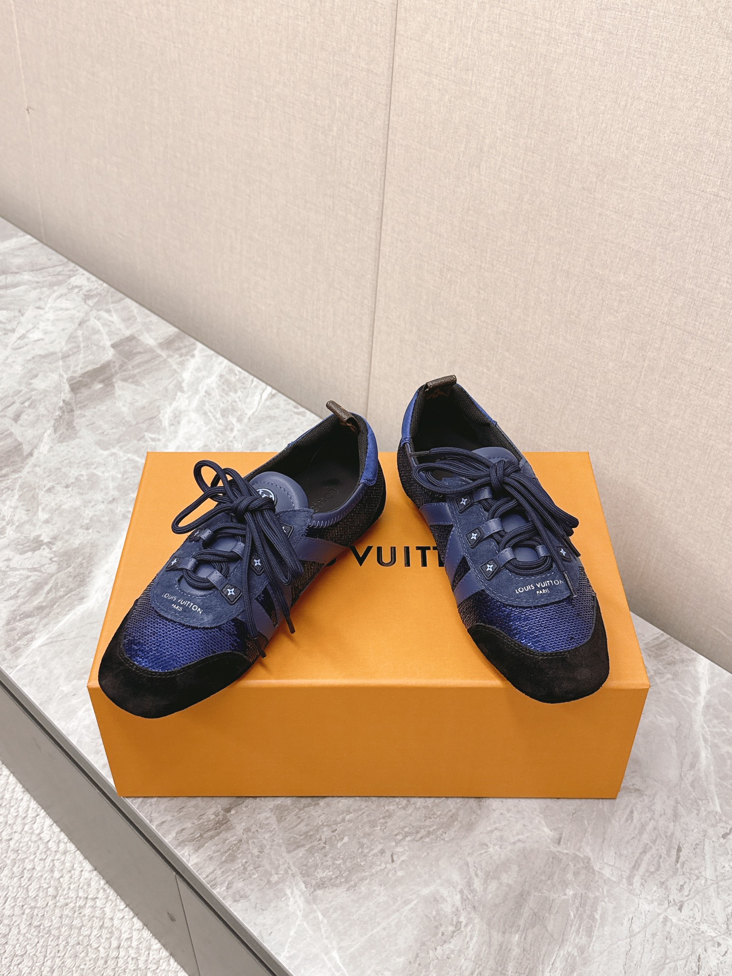 Louis Vuitton Women's Sneakerina Ballet Flat in Blue Velvet and Leather 6 i1745399716 2402 0