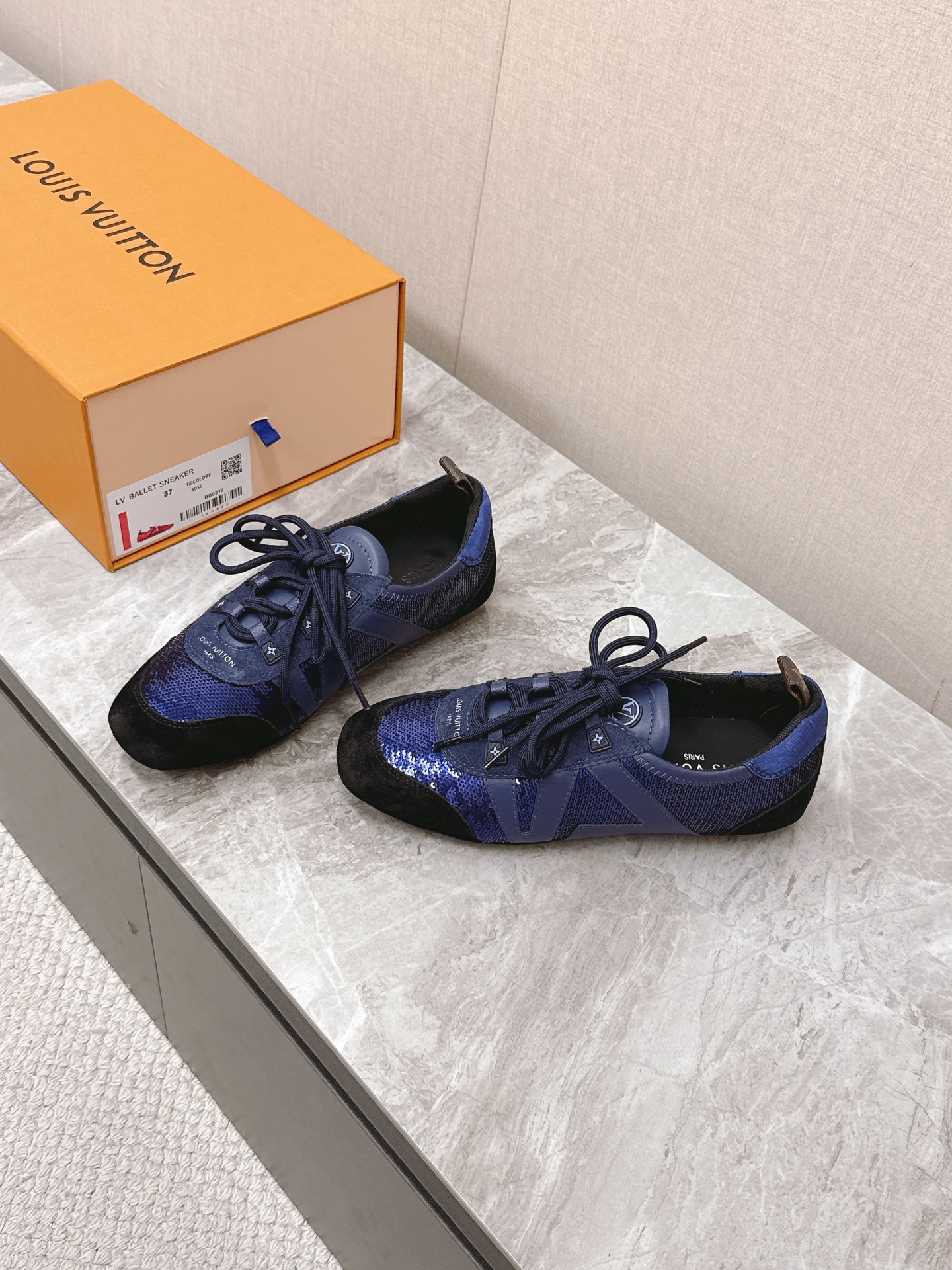 Louis Vuitton Women's Sneakerina Ballet Flat in Blue Velvet and Leather 3 i1745399716 6141 0