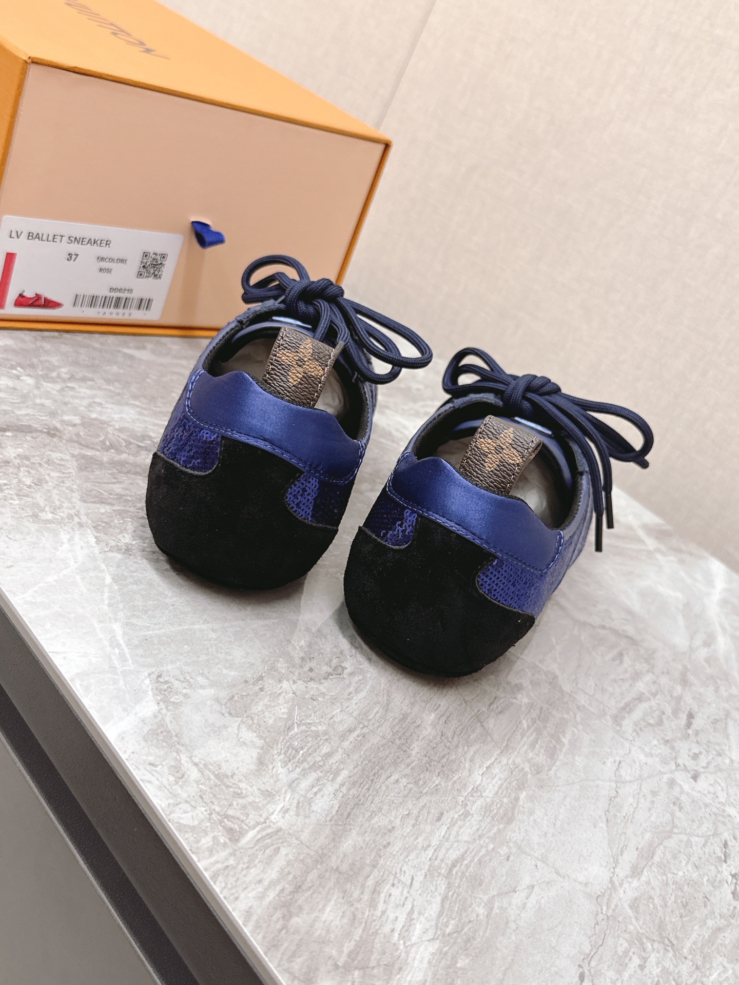 Louis Vuitton Women's Sneakerina Ballet Flat in Blue Velvet and Leather 9 i1745399717 1424 0