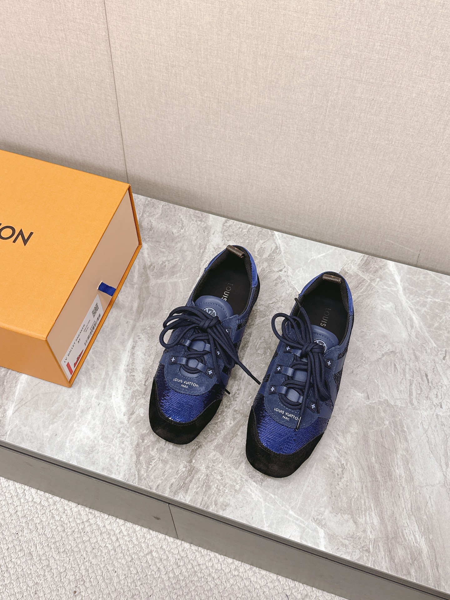 Louis Vuitton Women's Sneakerina Ballet Flat in Blue Velvet and Leather 4 i1745399717 3553 0