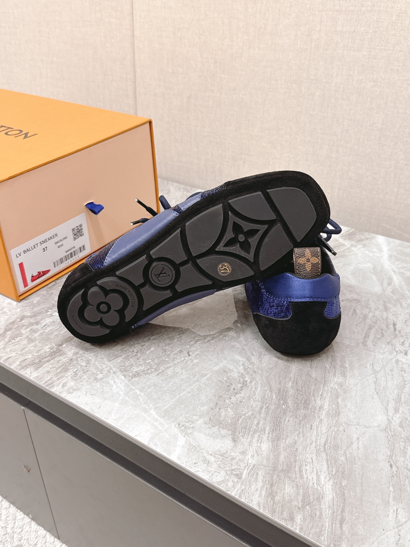 Louis Vuitton Women's Sneakerina Ballet Flat in Blue Velvet and Leather 10 i1745399717 4216 0