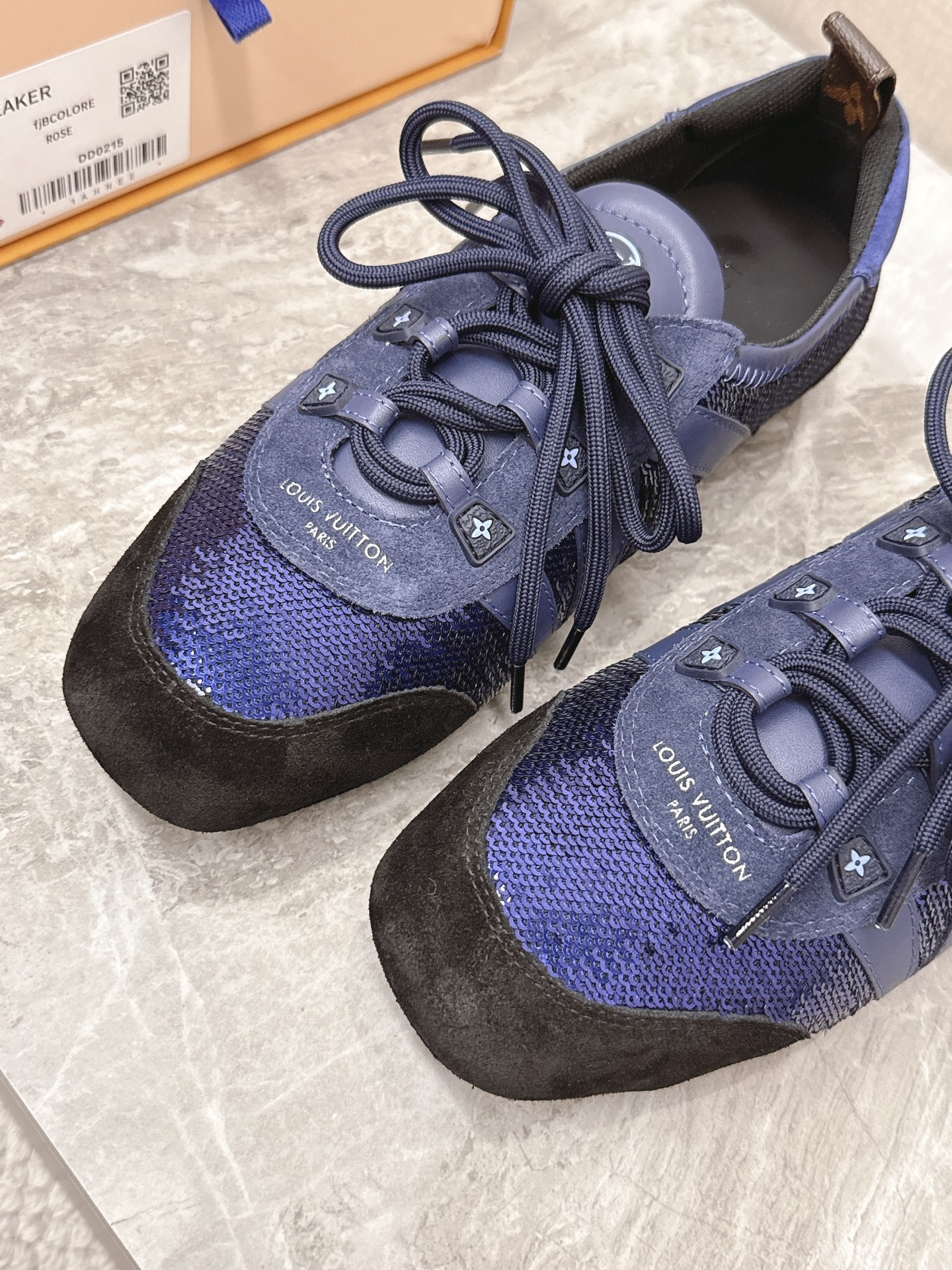 Louis Vuitton Women's Sneakerina Ballet Flat in Blue Velvet and Leather 7 i1745399717 7429 0