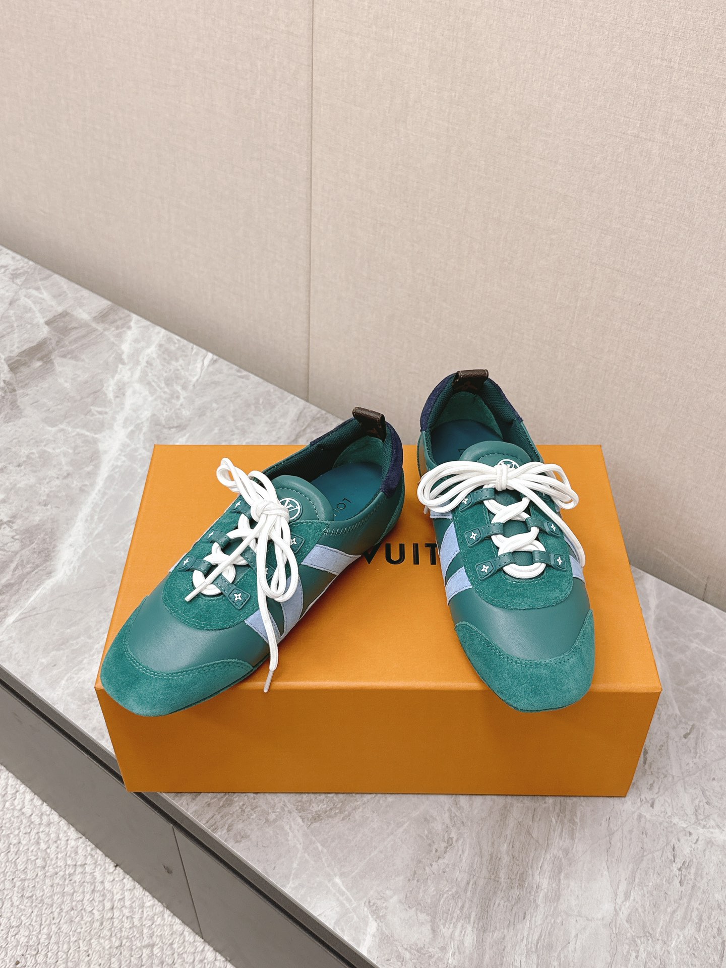 Louis Vuitton Sneakerina Ballet Sneakers Green Leather Women's Shoes 6 i1745399759 4171 0