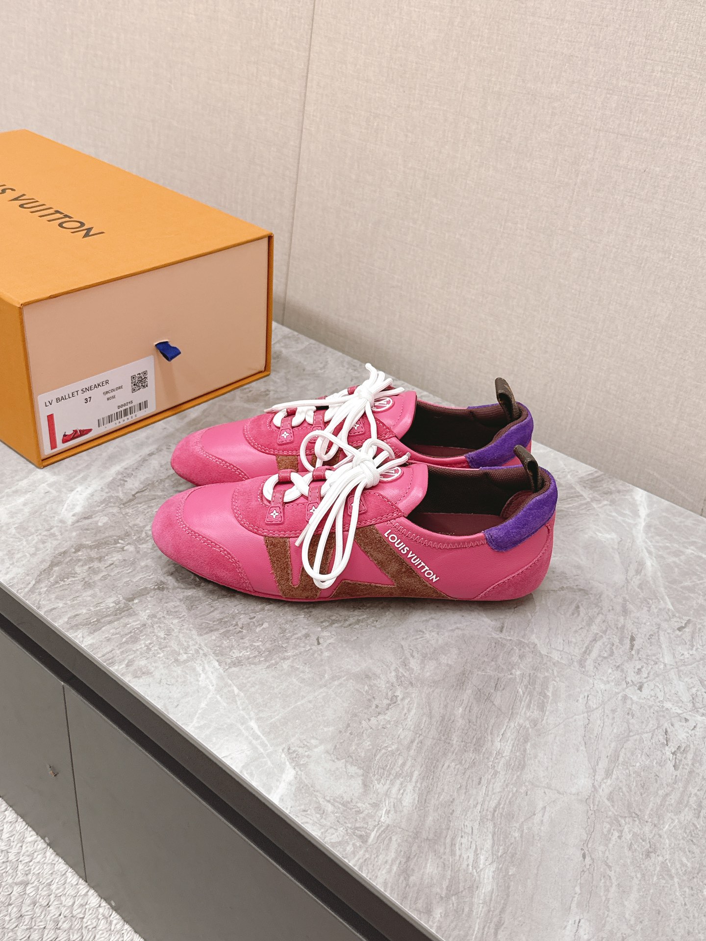 Louis Vuitton Sneakerina Ballet Flat Sneakers Pink Suede Leather for Women 5 i1745399782 1710 0