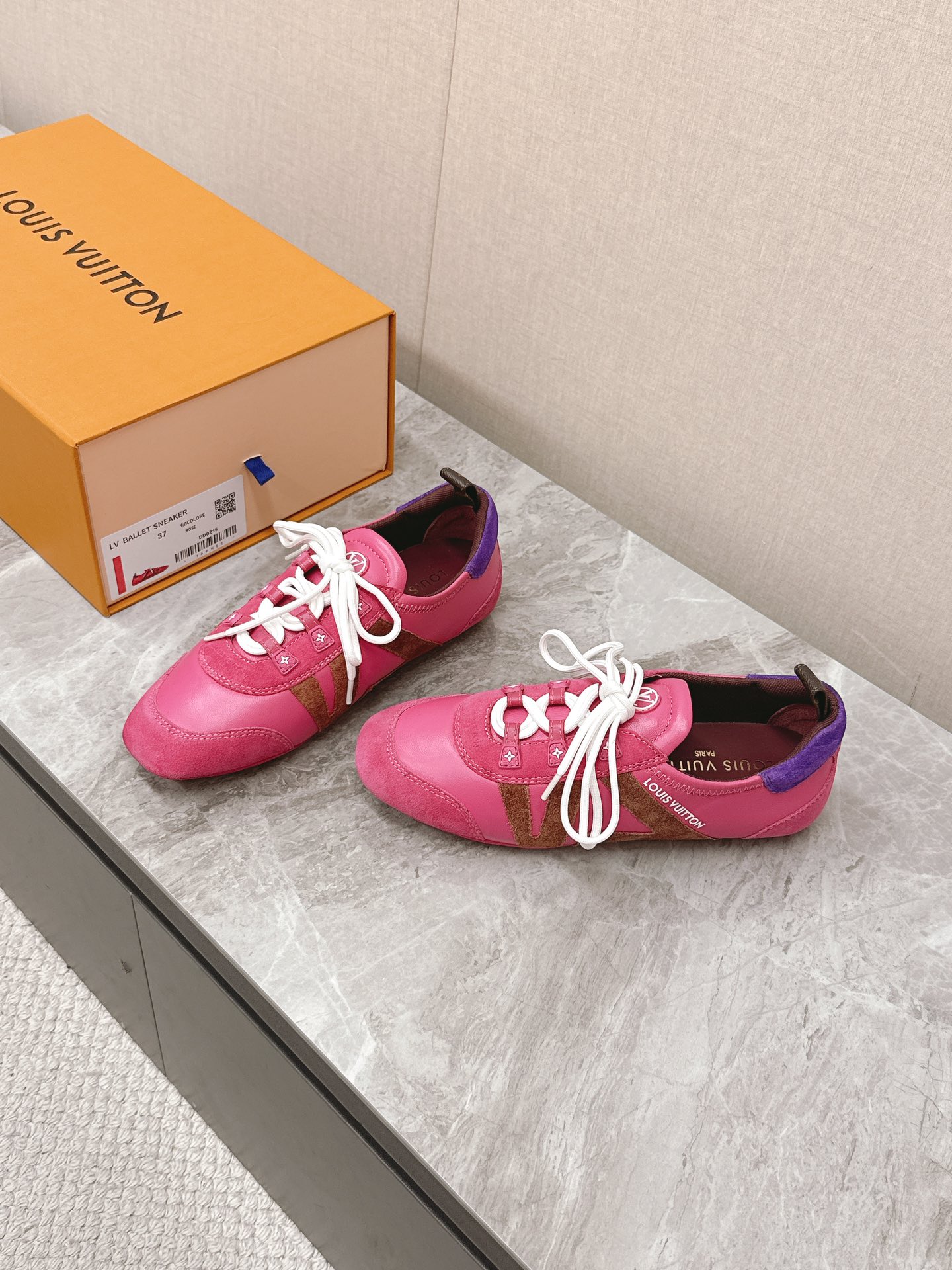 Louis Vuitton Sneakerina Ballet Flat Sneakers Pink Suede Leather for Women 3 i1745399782 2191 2