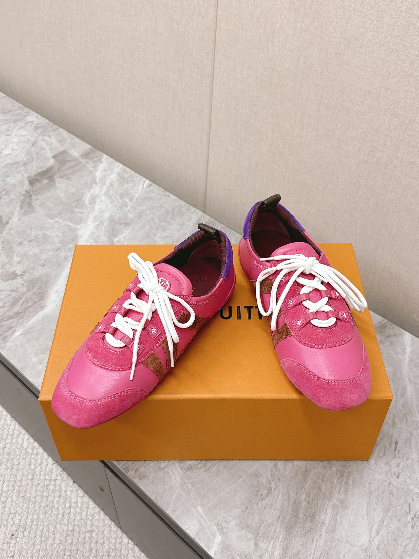 Louis Vuitton Sneakerina Ballet Flat Sneakers Pink Suede Leather for Women 6 i1745399783 1205 7