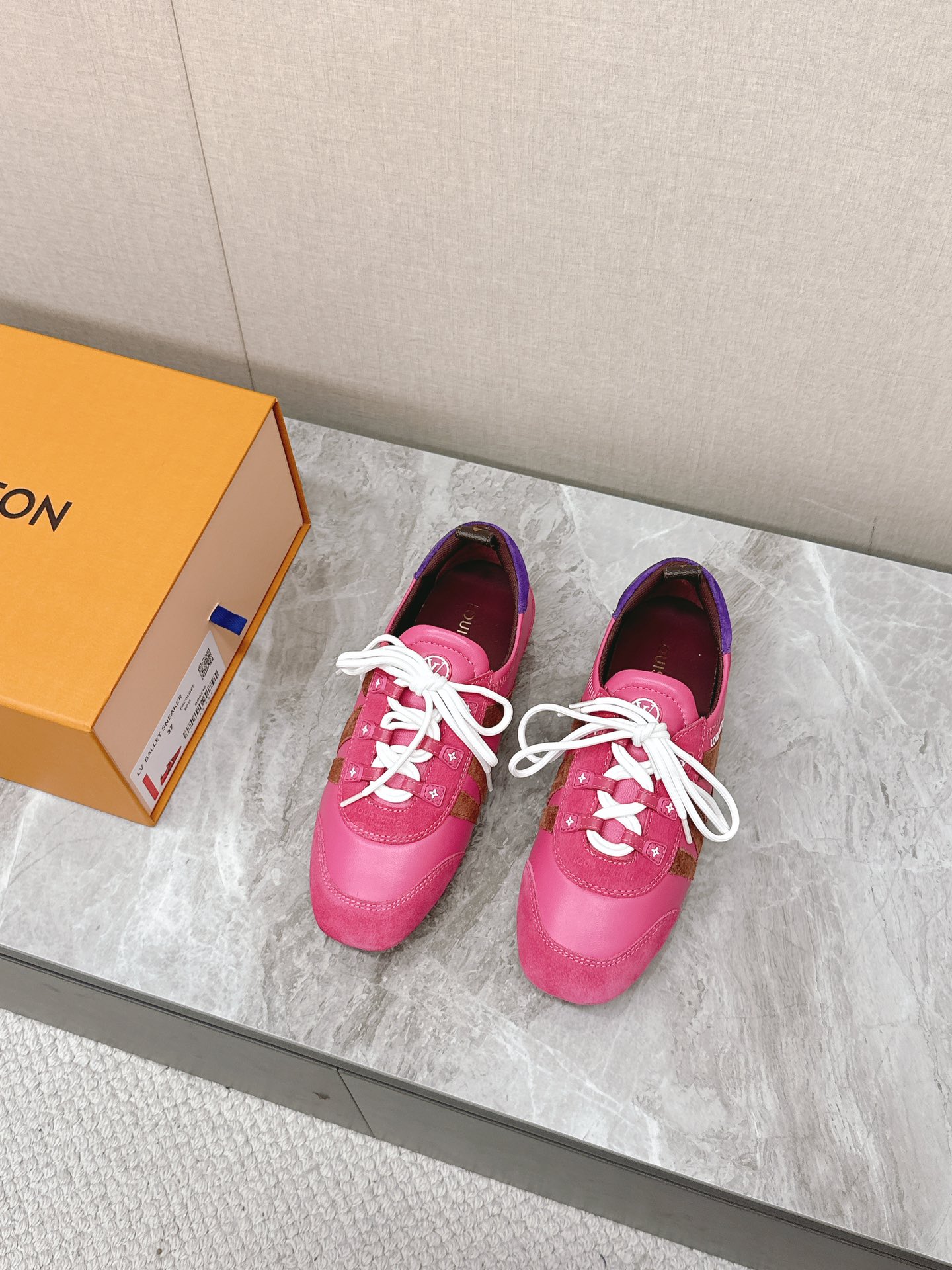 Louis Vuitton Sneakerina Ballet Flat Sneakers Pink Suede Leather for Women 4 i1745399783 2441 8