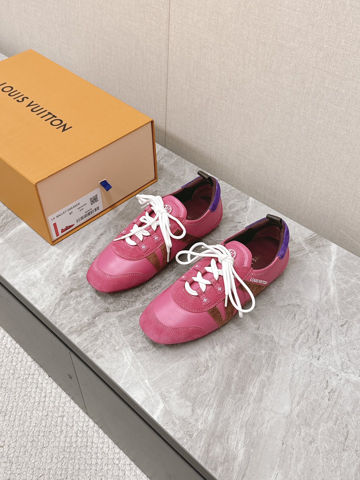 Louis Vuitton Sneakerina Ballet Flat Sneakers Pink Suede Leather for Women 2 i1745399783 8524 6